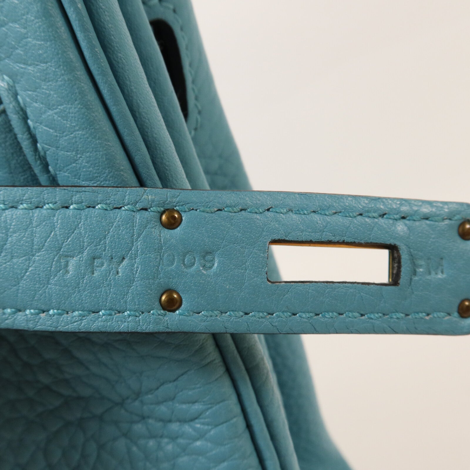 HERMES Clemence皮革Birkin 30手挽袋Bleu St Cyr