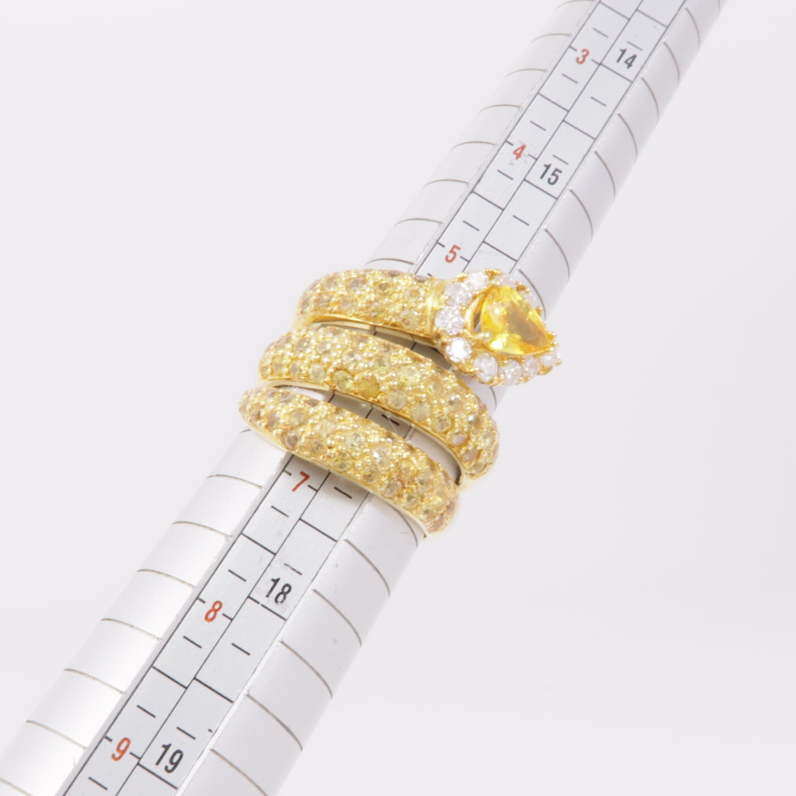 JEWELRY 18K黃金Yellow Sapphire/Diamond Ring黃色藍寶石/鑽石戒指US#6