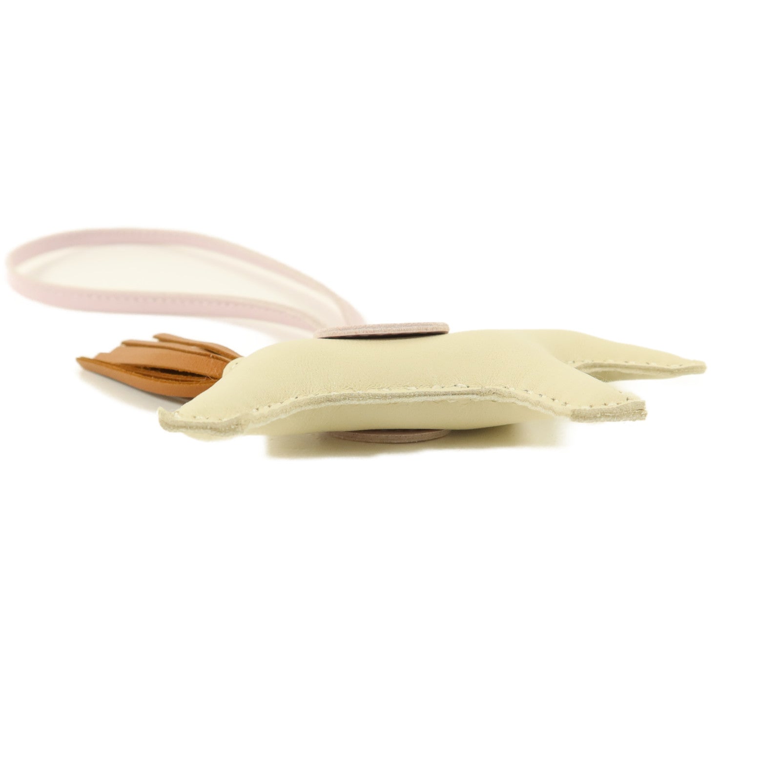 HERMES Milo皮革Rodeo PM掛飾Craie/Mauve Pale/Gold
