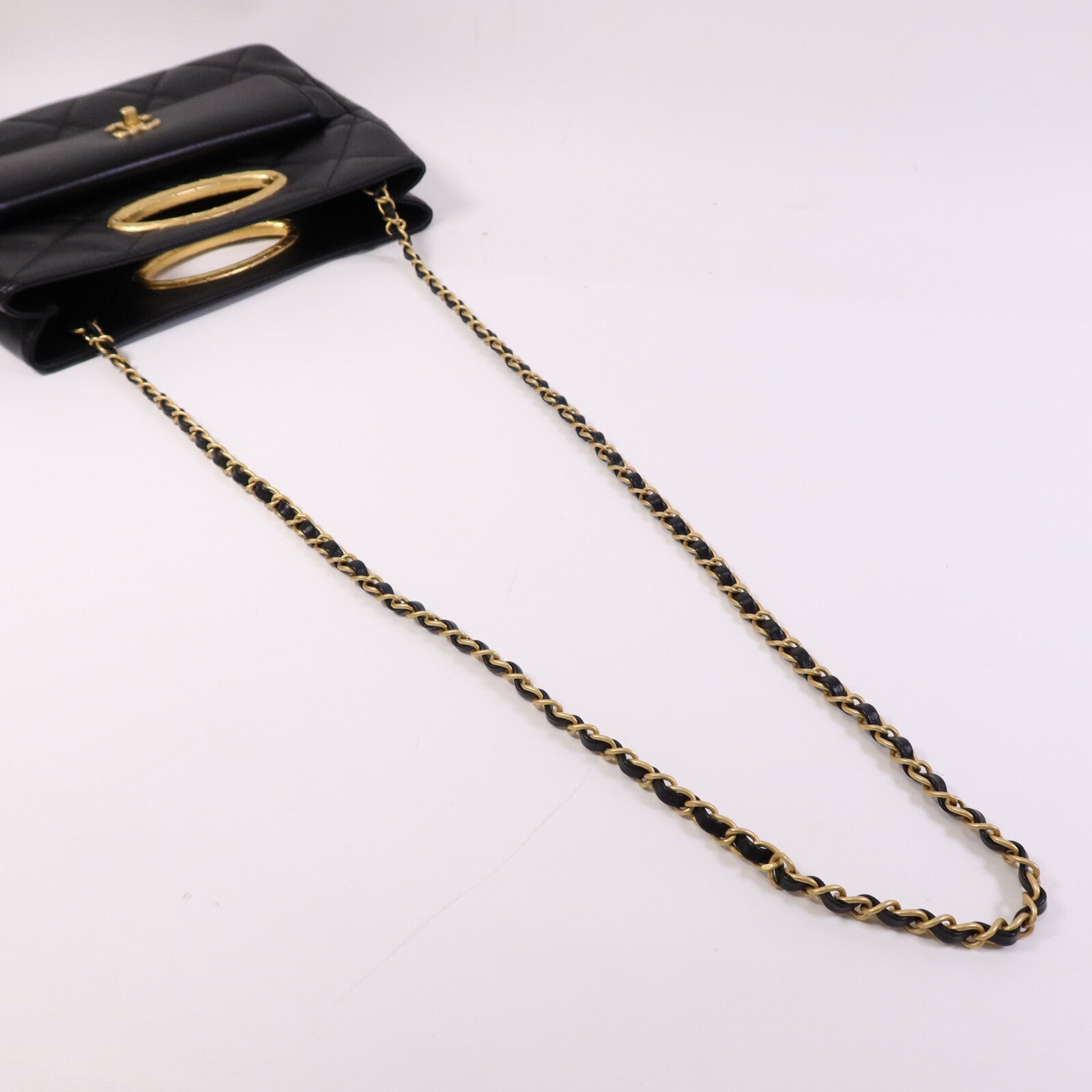 CHANEL 牛皮皮革2 Way Shoulder Bag金扣鏈帶手挽肩背兩用袋