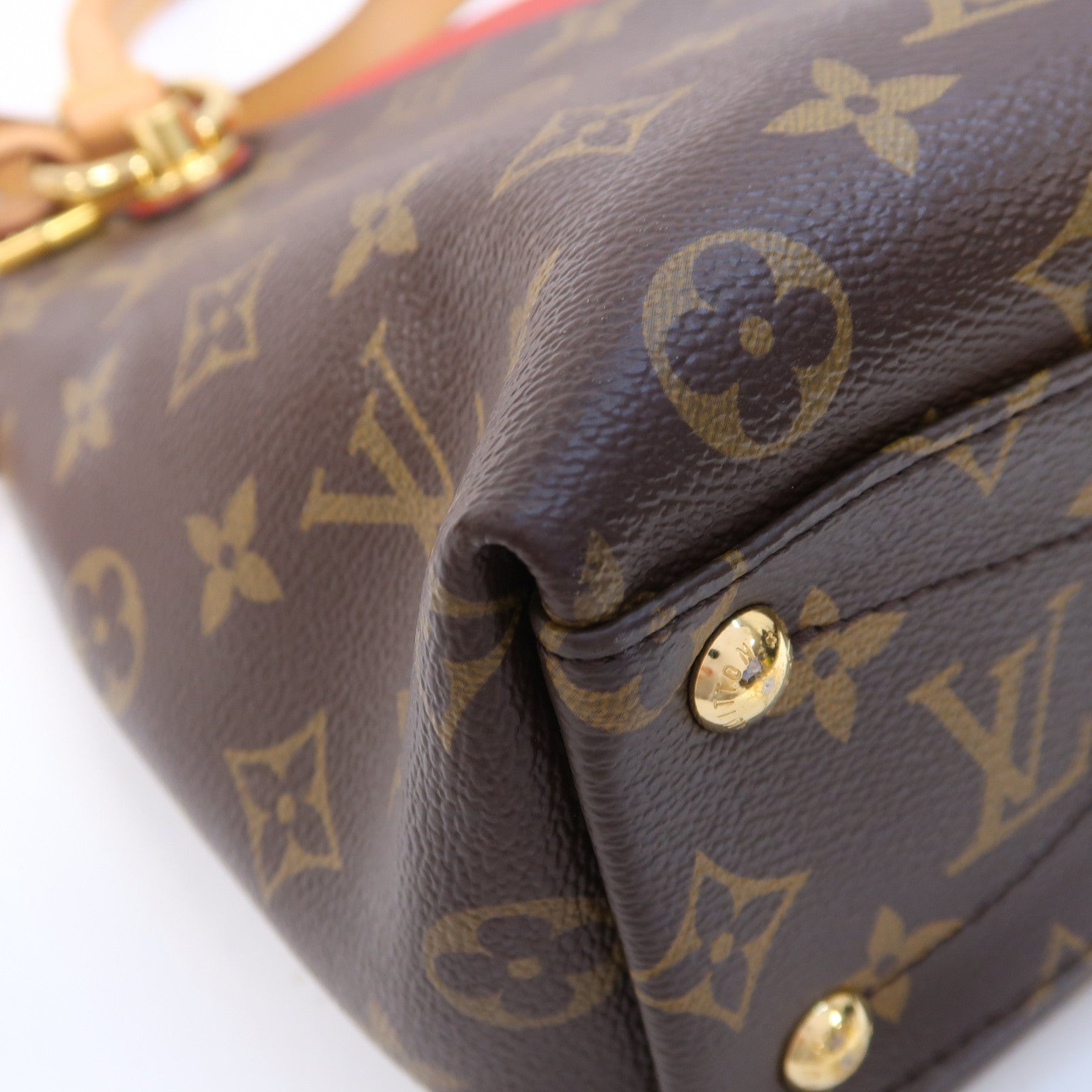 LOUIS VUITTON Monogram V Tote BB金扣手挽肩背兩用袋啡色/紅色