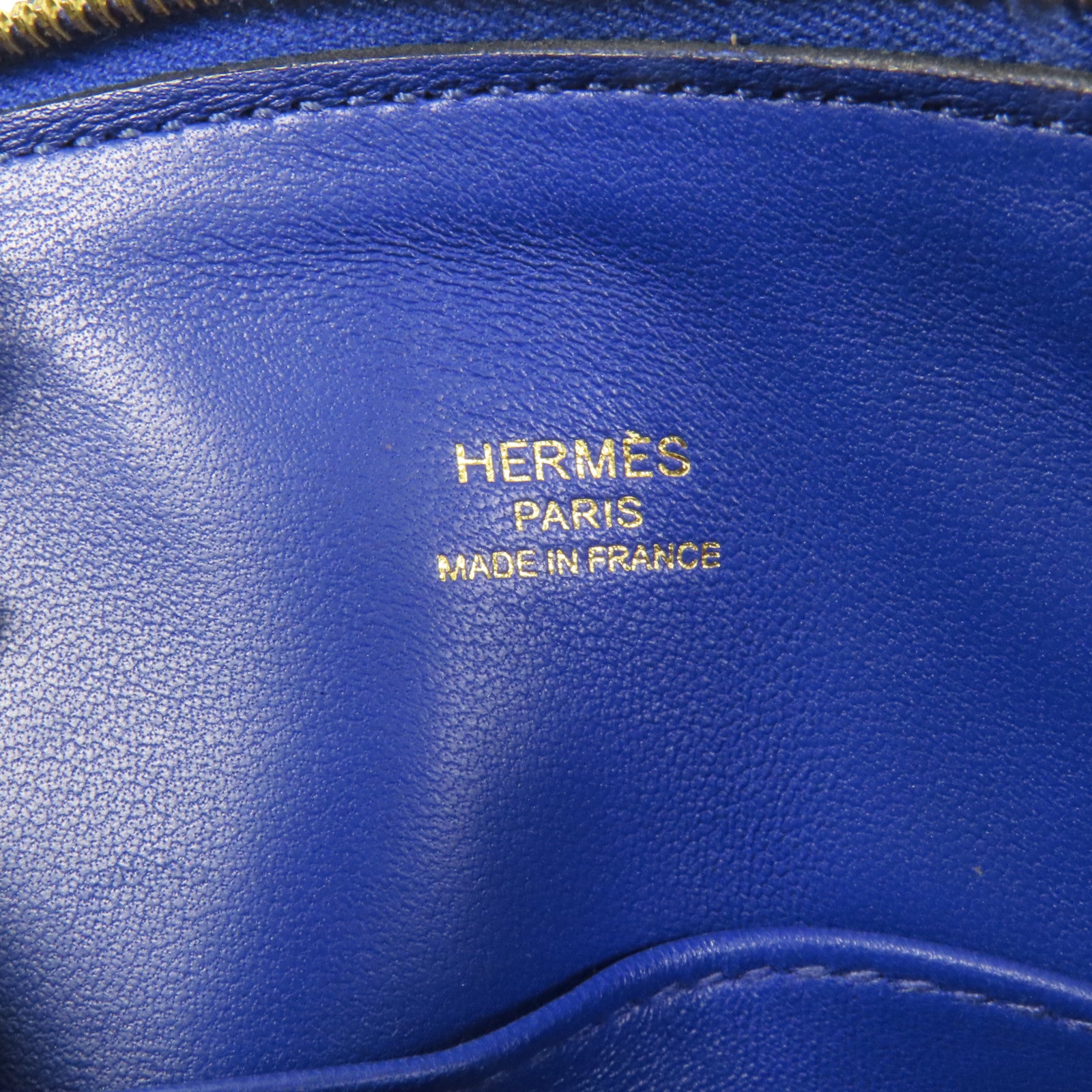 HERMES Chevre皮革Mini Bolide金扣手挽肩背兩用袋Bleu Electrique