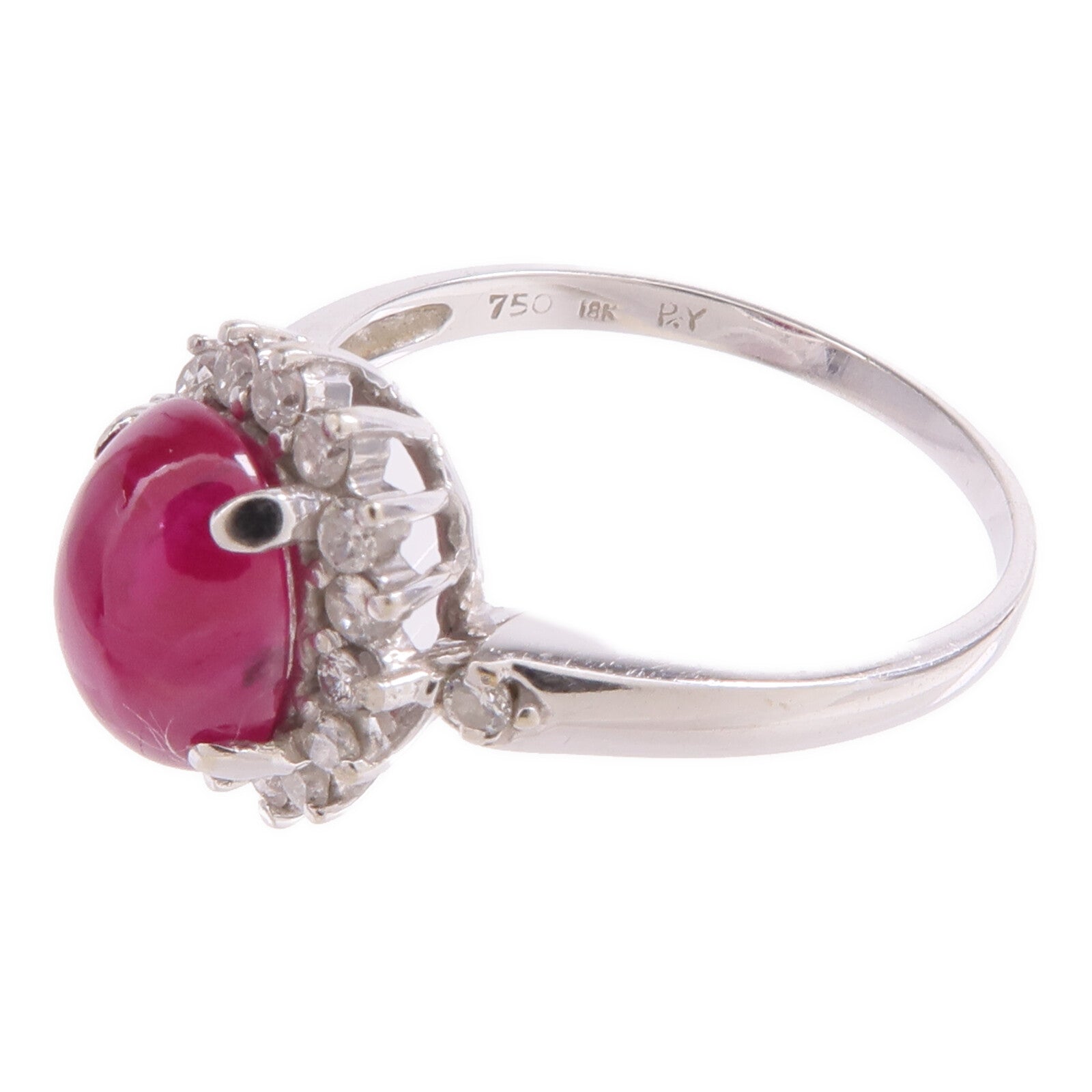 JEWELRY 【激減優惠】18K白金Ruby Diamond Ring紅寶石/鑽石戒指US#6