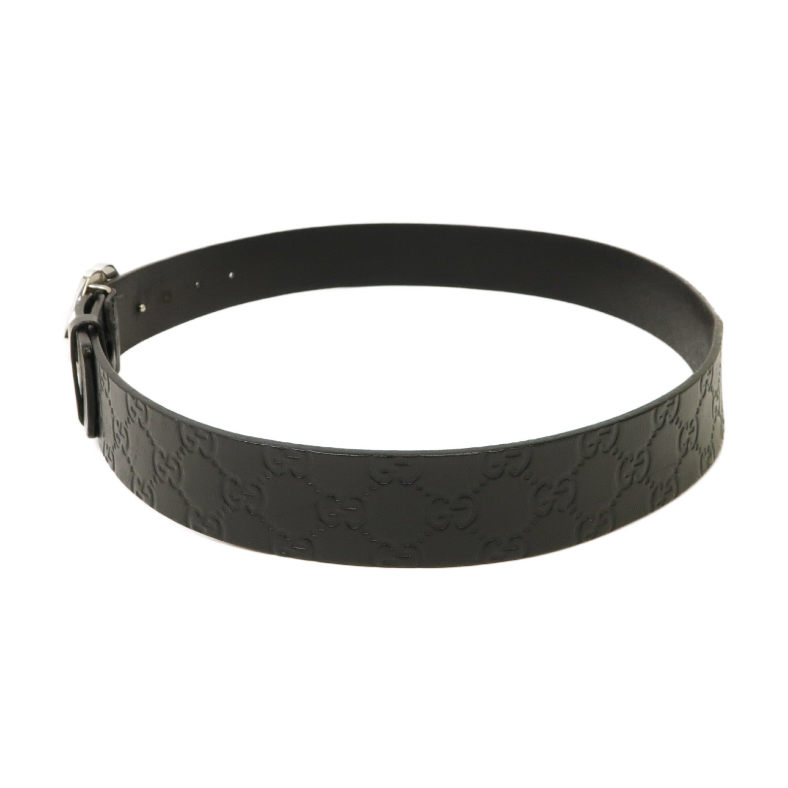 GUCCI 【激減優惠】牛皮皮革Belt 90cm銀扣皮帶黑色