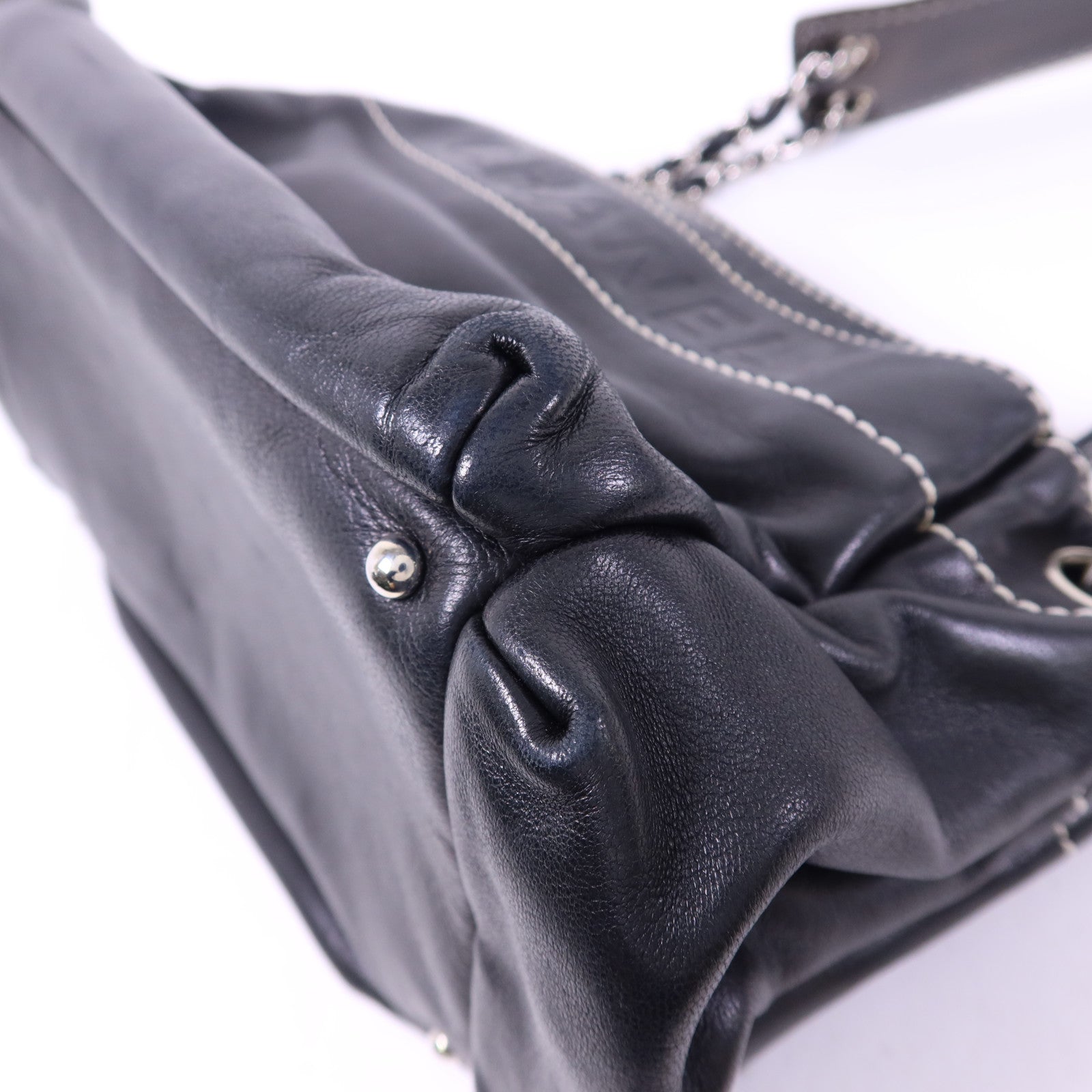 CHANEL 羊皮皮革Chain Shoulder Bag銀扣鏈帶肩背袋