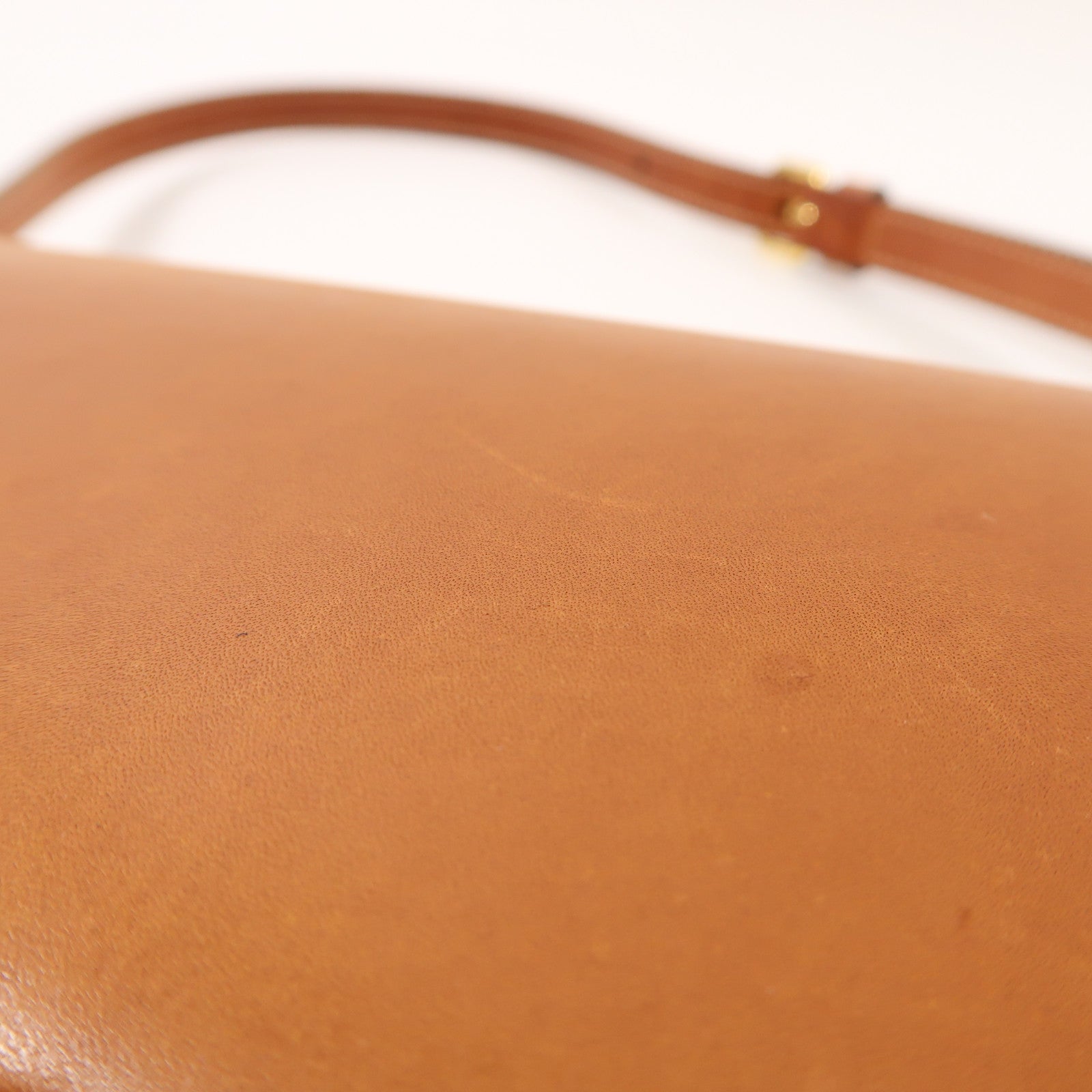 CELINE 牛皮皮革Shoulder Bag金扣肩背袋棕色