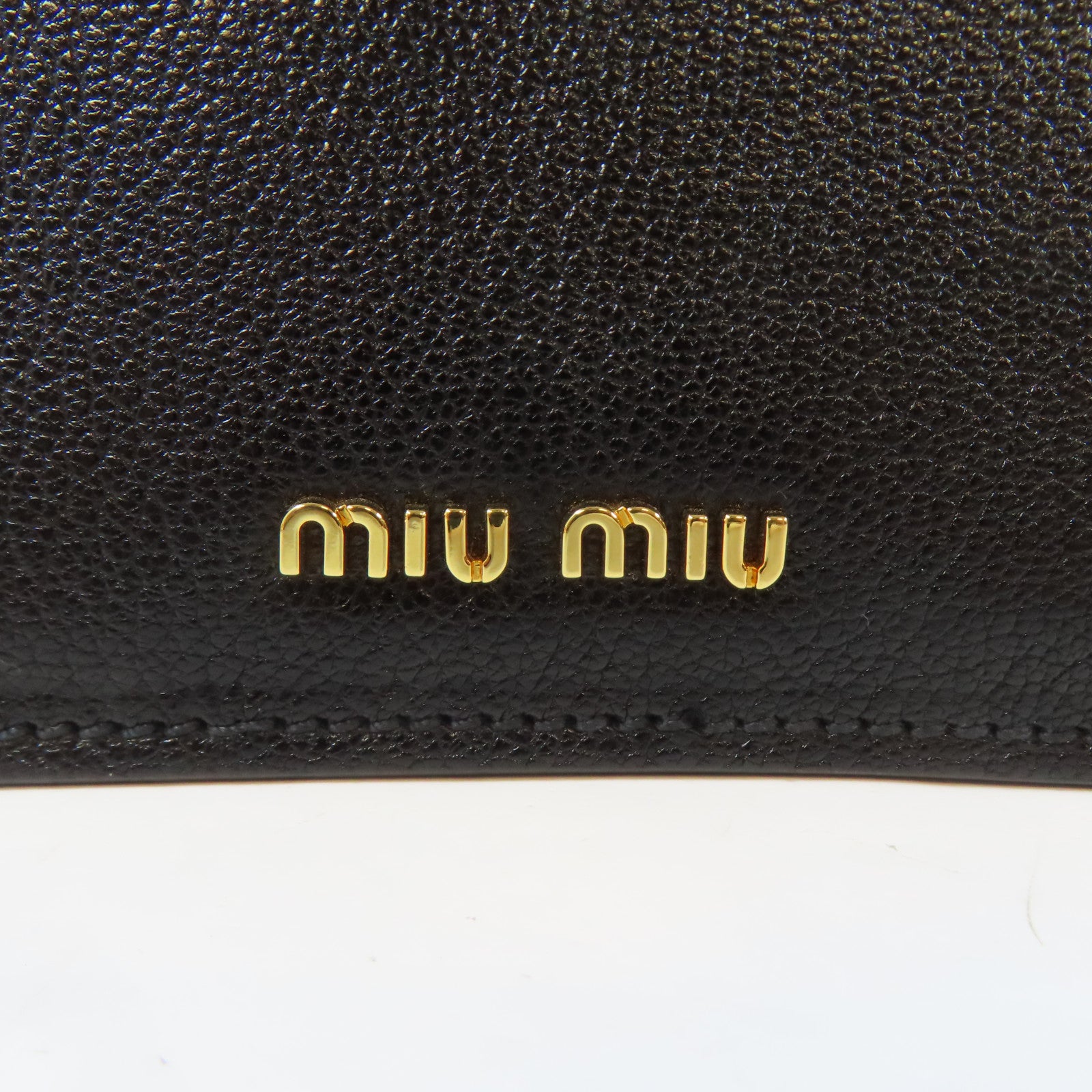 Miu Miu 皮革Top Handle 2 Way Bag金扣手挽肩背兩用袋黑色