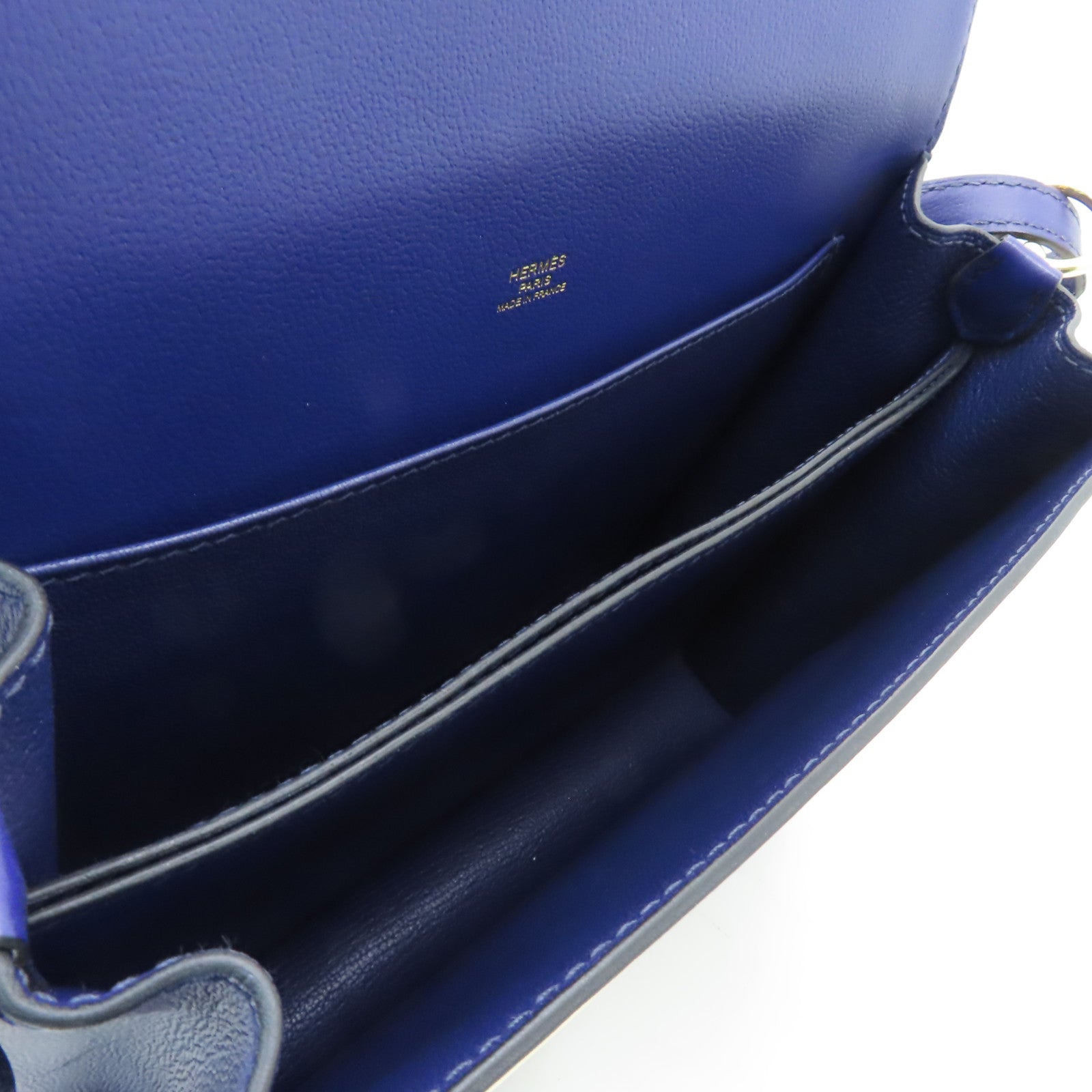 HERMES 【激減優惠】Evercolor皮革Roulis 23金扣肩背袋Blue Electric藍色