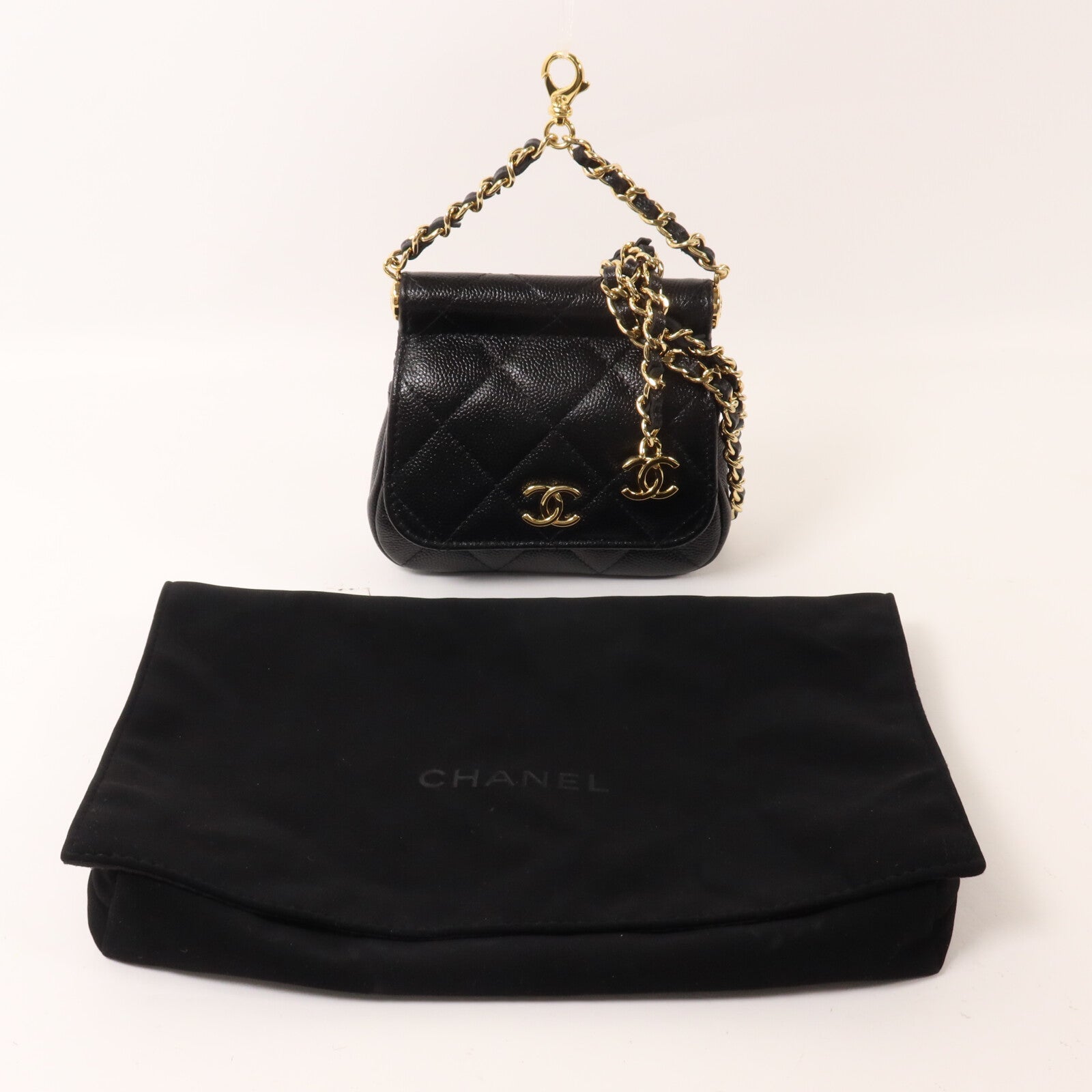 CHANEL 牛皮皮革Bar Clutch On Chain鏈帶手挽肩背兩用袋