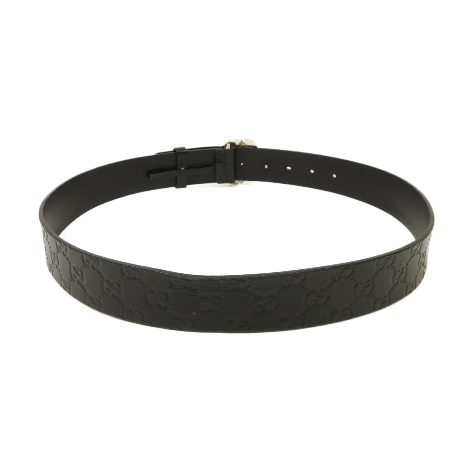 GUCCI 【激減優惠】牛皮皮革Belt 90cm銀扣皮帶黑色