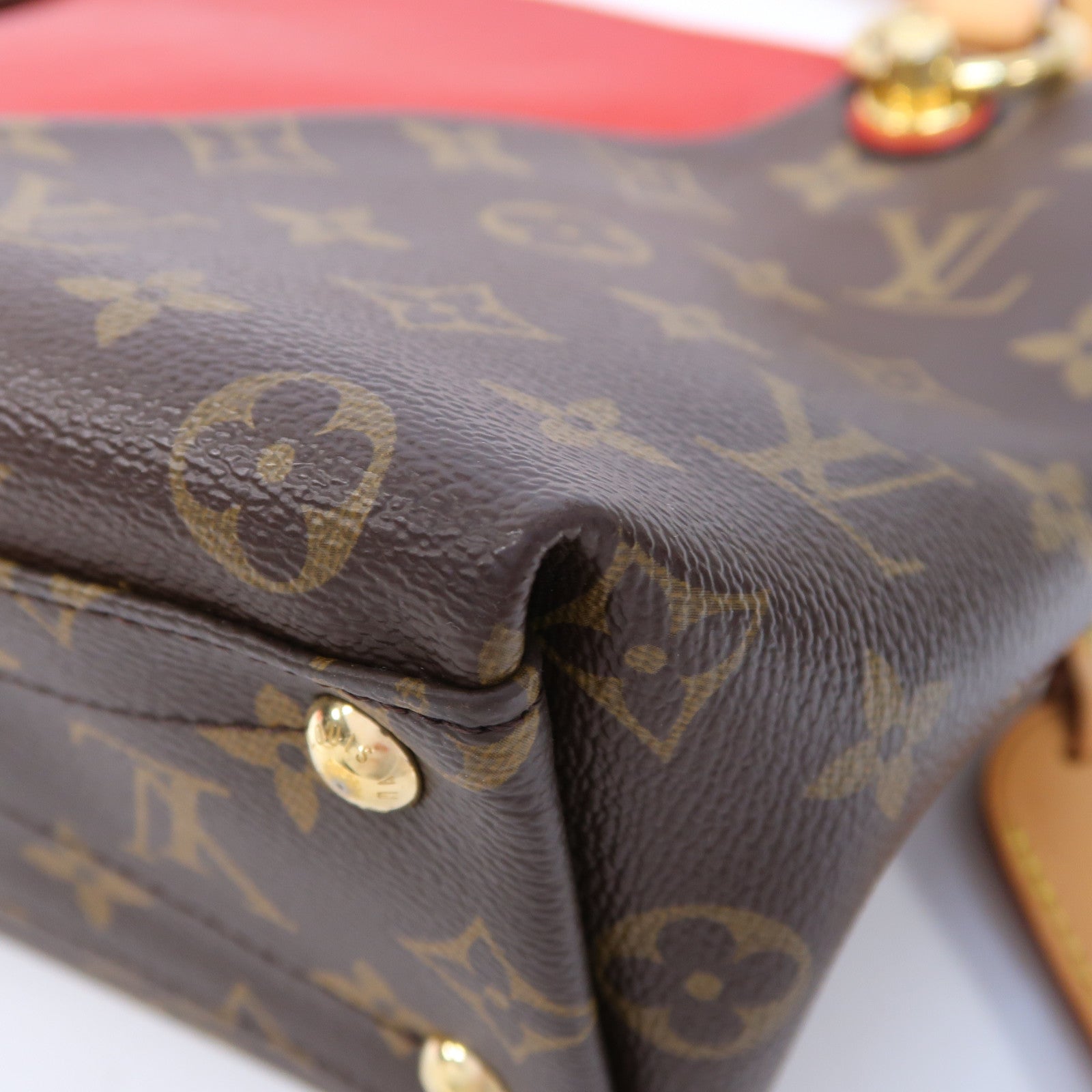 LOUIS VUITTON Monogram V Tote BB金扣手挽肩背兩用袋啡色/紅色