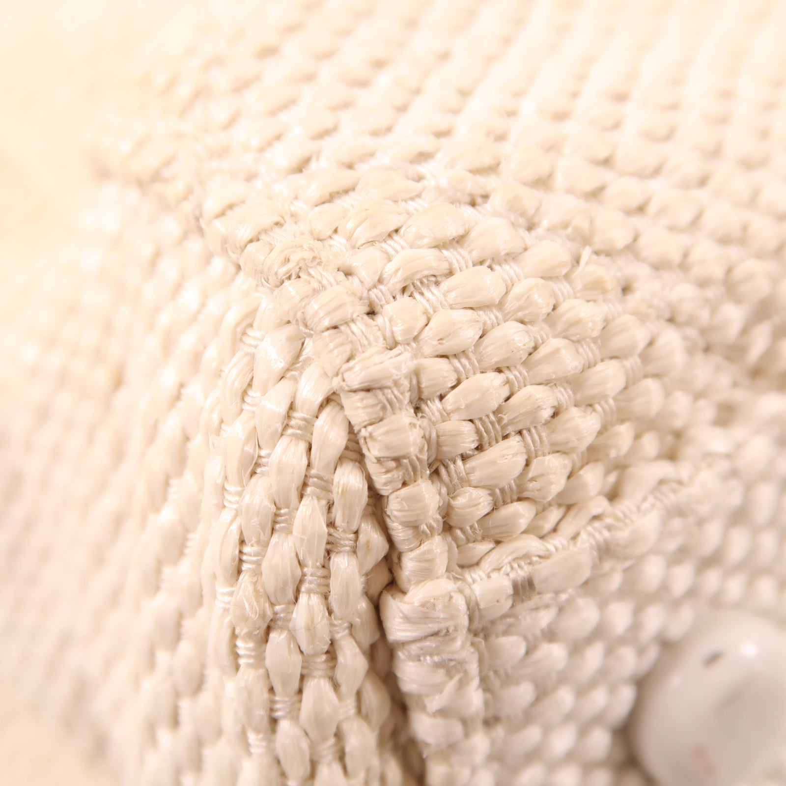 CHANEL CC Shoulder Bag Raffia White