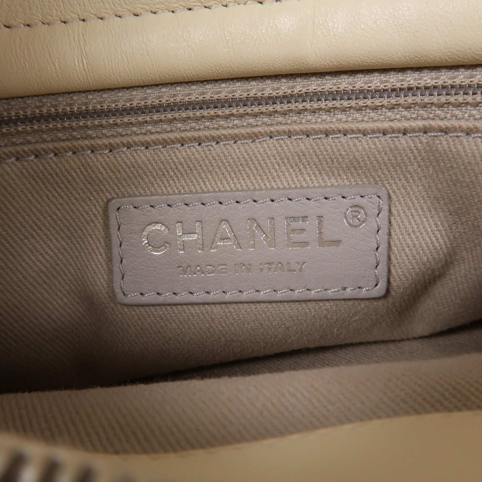 CHANEL 菱格牛皮皮革Chain Shoulder Bag銀扣手挽肩背兩用袋白色