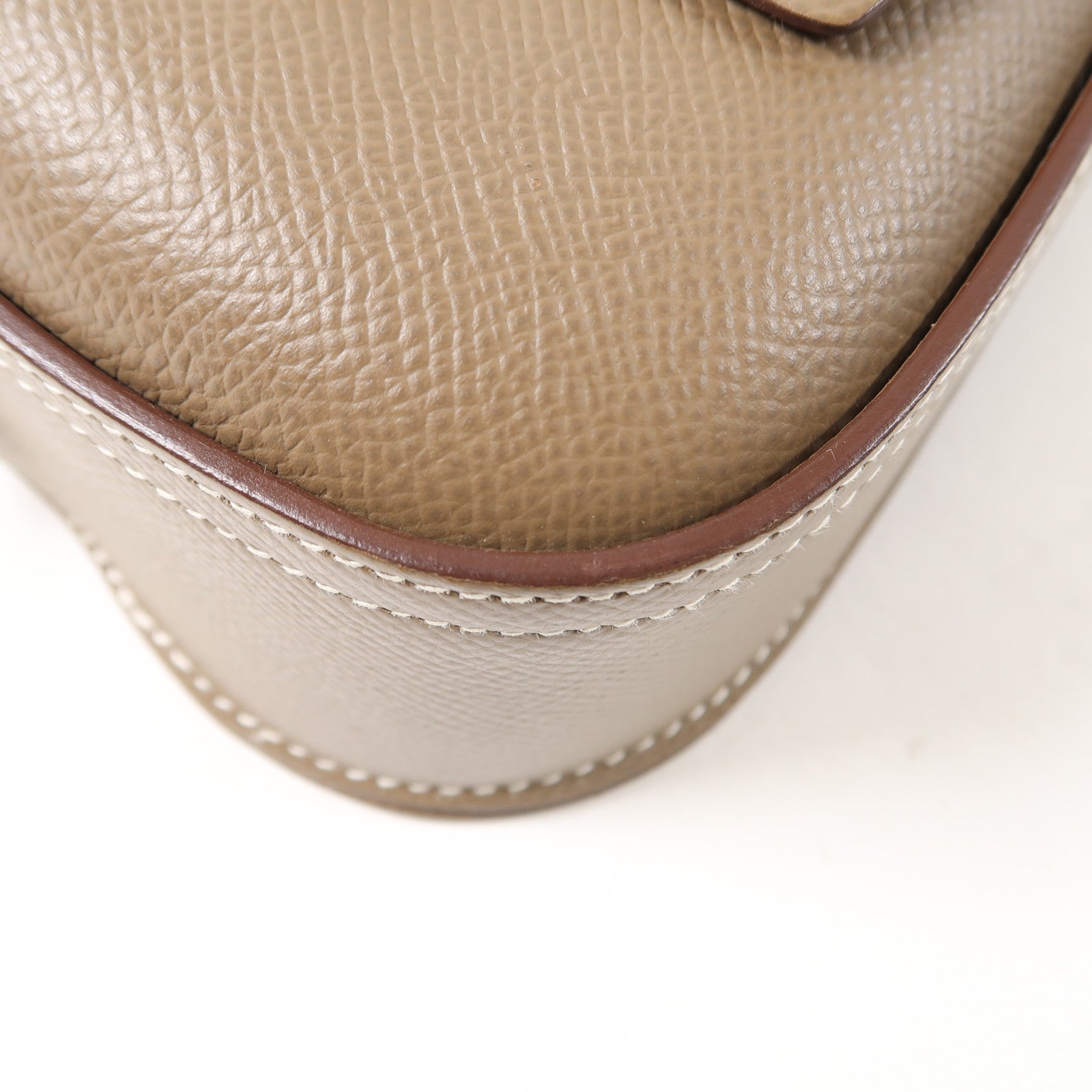 HERMES Epsom皮革Della Cavallerie銀扣肩背袋Etoupe大象灰色