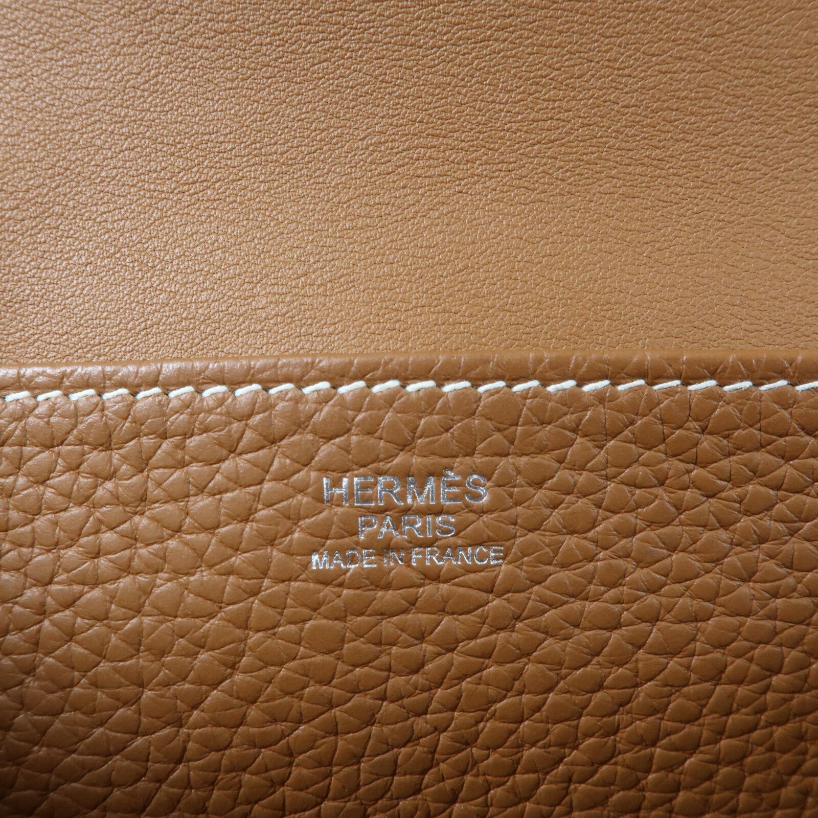 HERMES Clemence皮革Halzan 25銀扣兩用手挽肩背包Gold