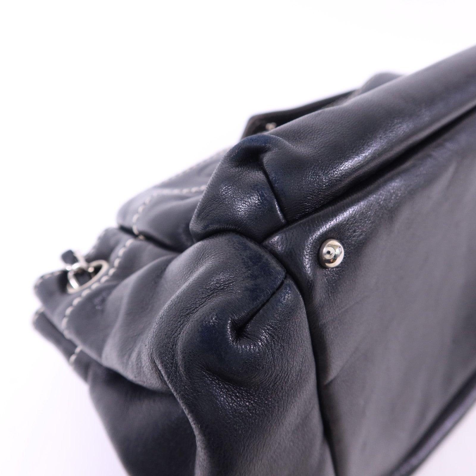 CHANEL 羊皮皮革Chain Shoulder Bag銀扣鏈帶肩背袋