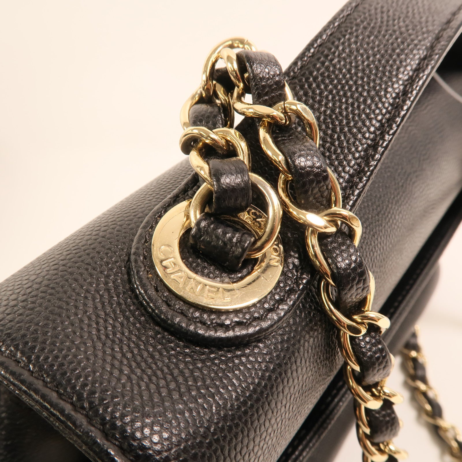 CHANEL 牛皮皮革Business Affinity金扣鏈帶手挽肩背兩用袋
