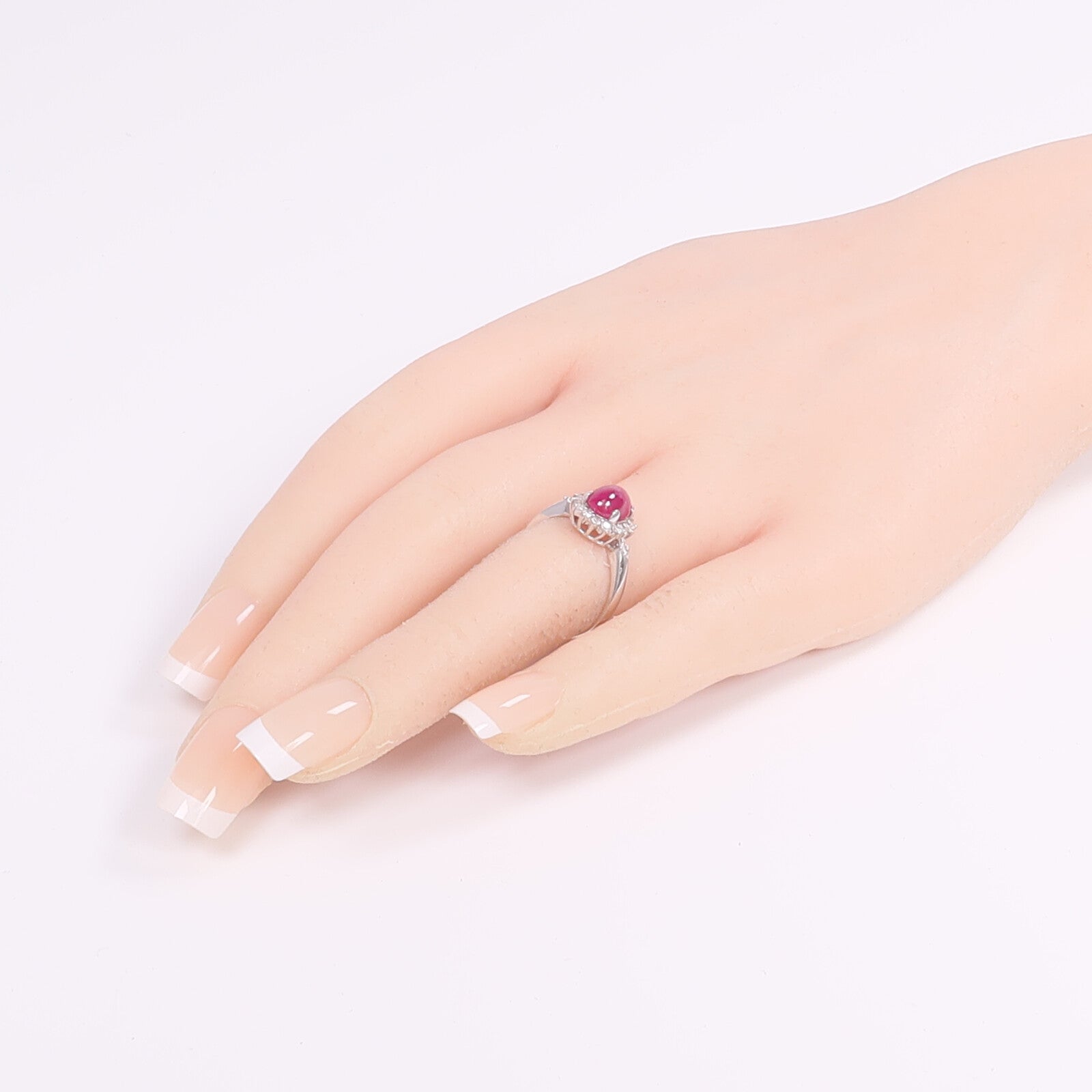 JEWELRY 【激減優惠】18K白金Ruby Diamond Ring紅寶石/鑽石戒指US#6
