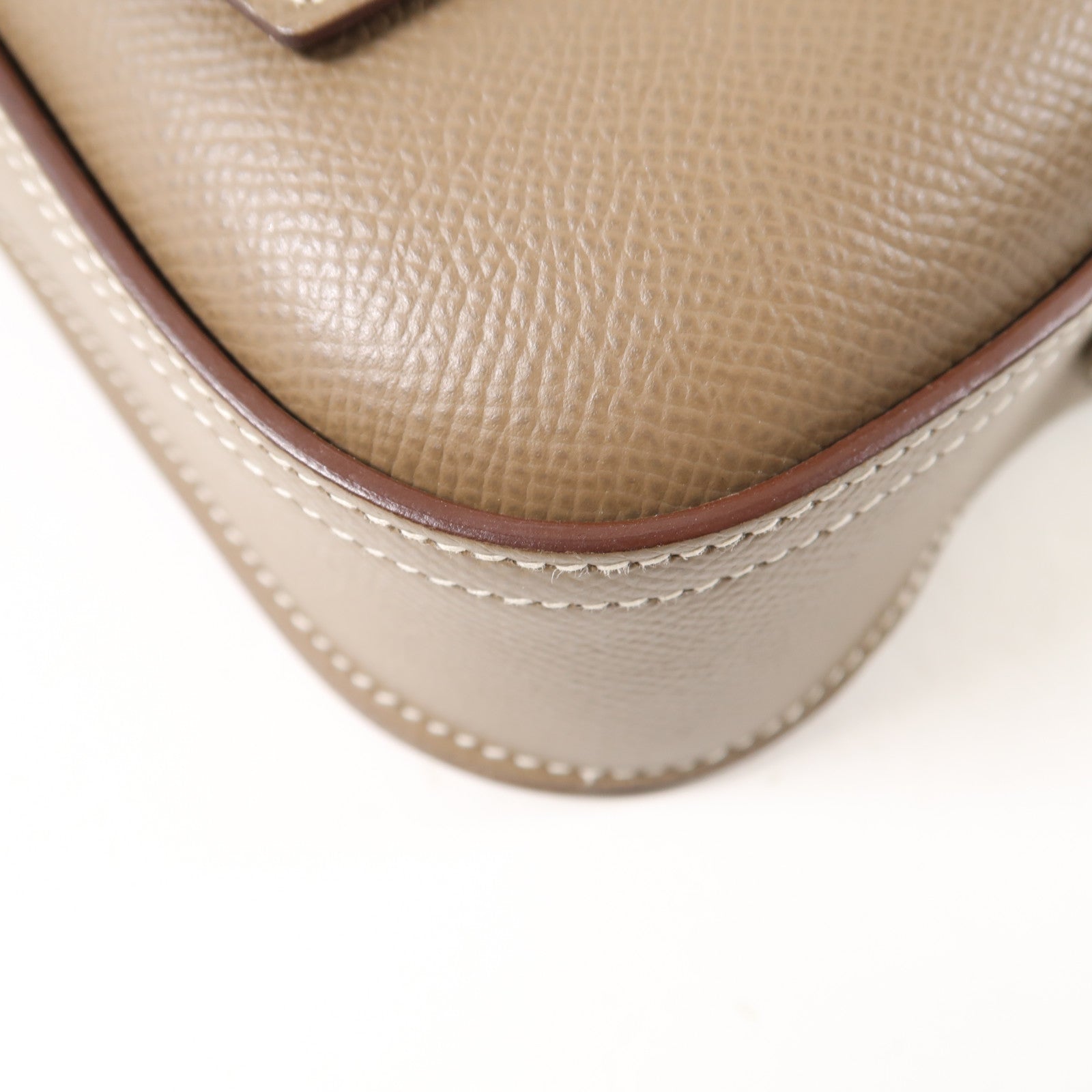 HERMES Epsom皮革Della Cavallerie銀扣肩背袋Etoupe大象灰色