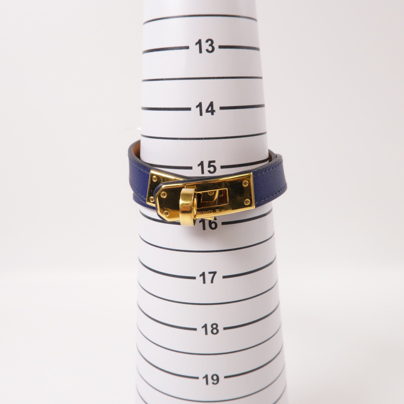 HERMES 【激減優惠】Swift皮革Kelly Double Tour Bracelet金扣手鐲藍色