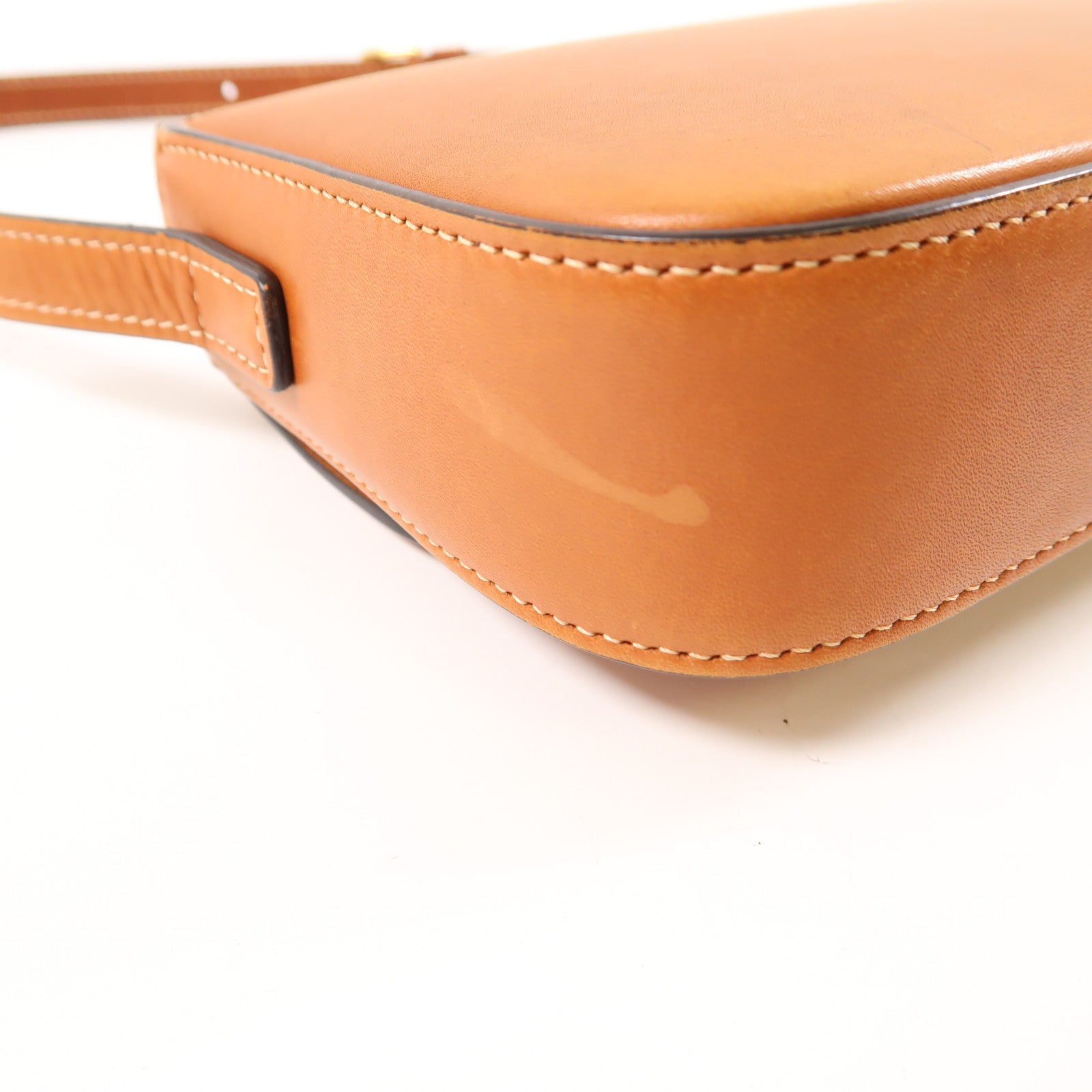 CELINE 牛皮皮革Shoulder Bag金扣肩背袋棕色