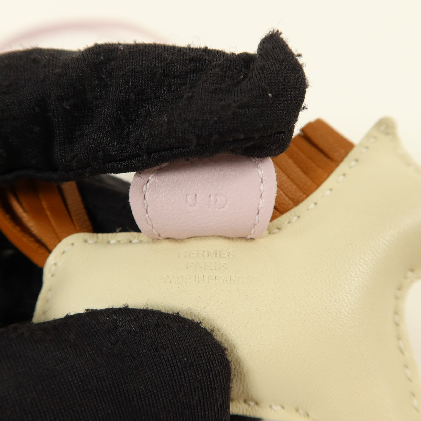 HERMES Milo皮革Rodeo PM掛飾Craie/Mauve Pale/Gold