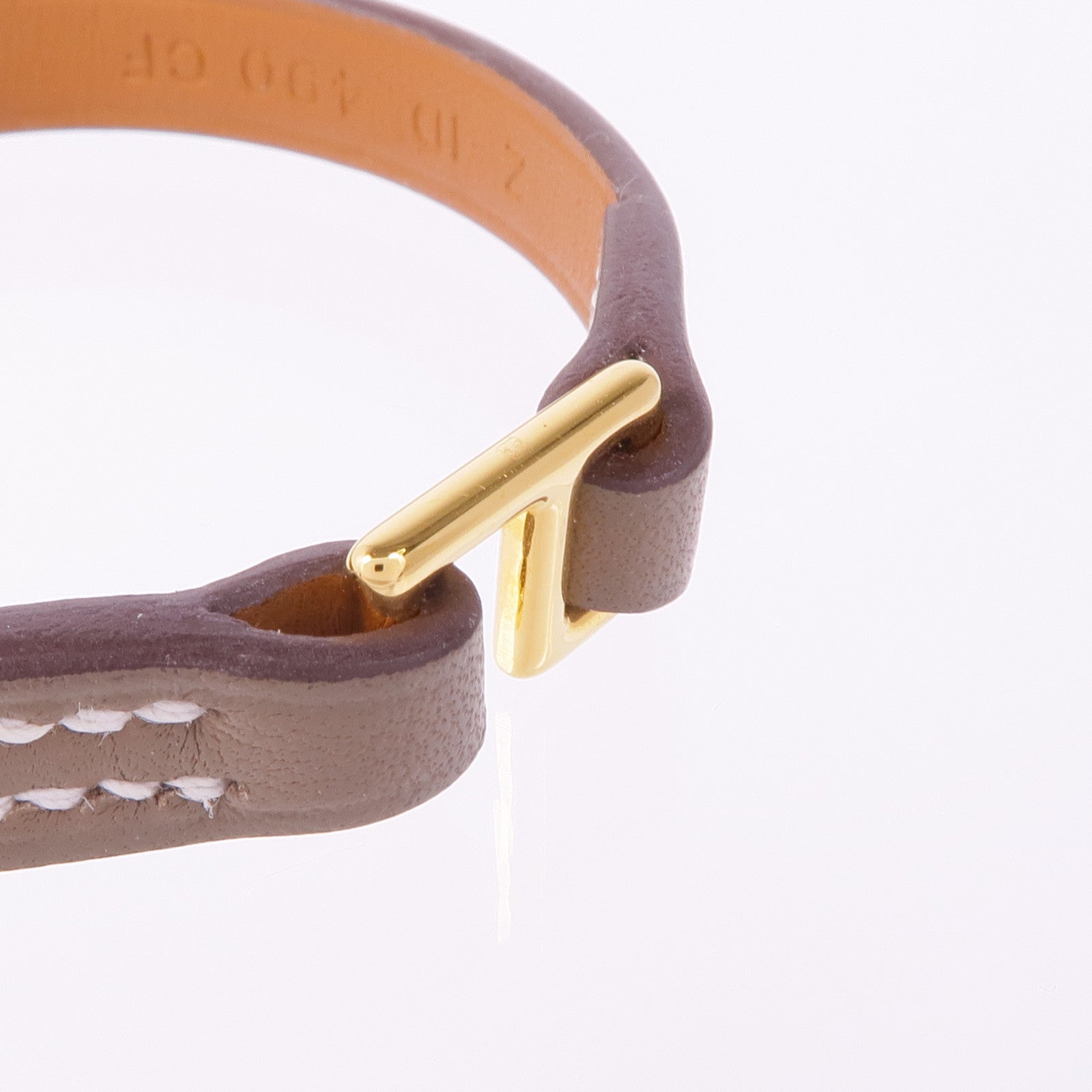 HERMES 【激減優惠】Swift皮革Rivale Mini Bracelet金扣手帶Etoupe