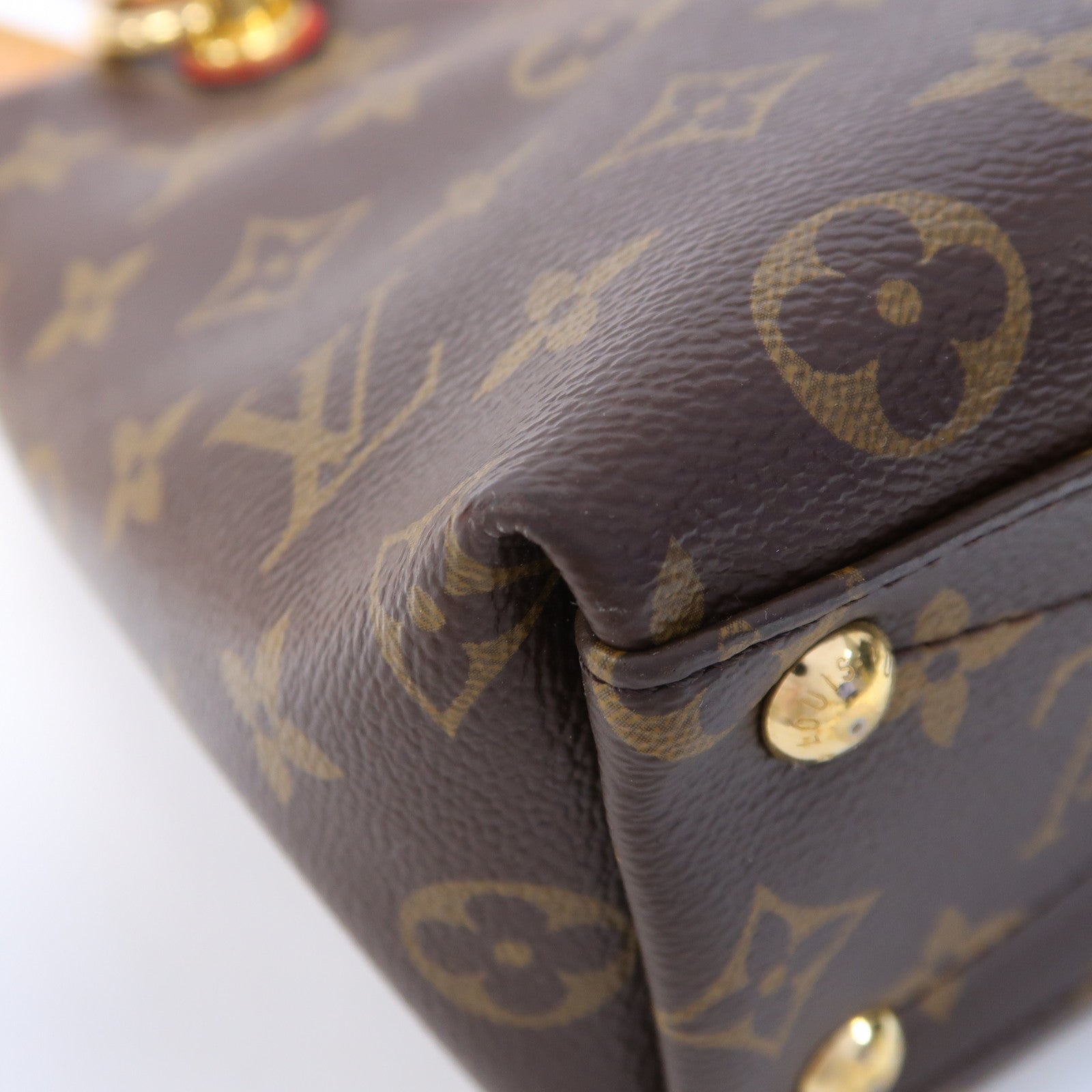 LOUIS VUITTON Monogram V Tote BB金扣手挽肩背兩用袋啡色/紅色