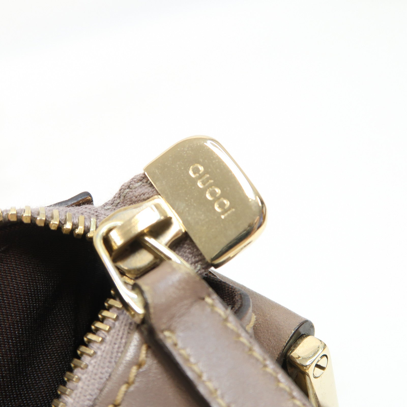 GUCCI 帆布Sherry Line Shoulder Bag金扣肩背袋啡色/粉紅色