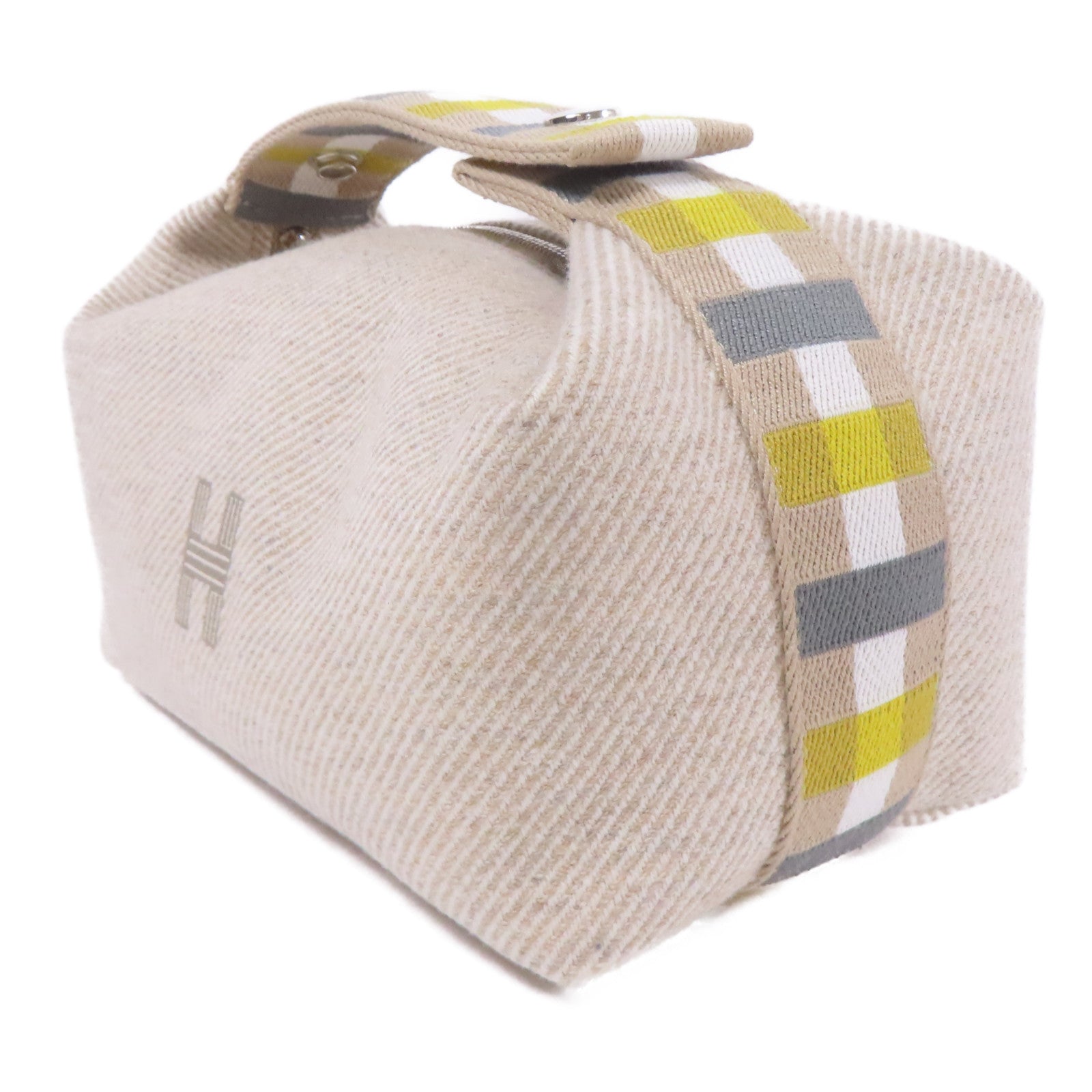 HERMES 帆布Bride A Brac PM銀扣手挽袋