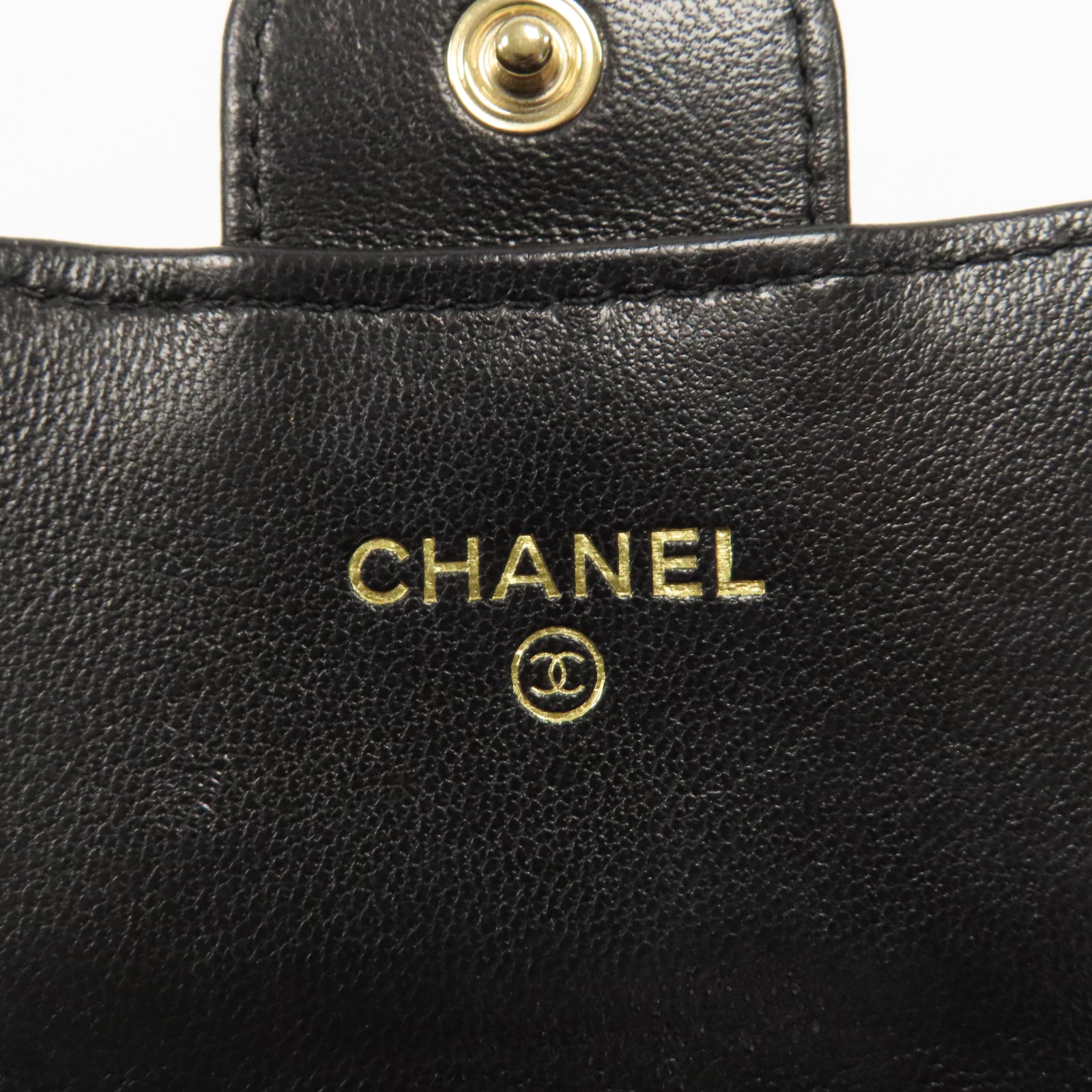 CHANEL 菱格羊皮皮革Long Wallet金扣長錢包黑色