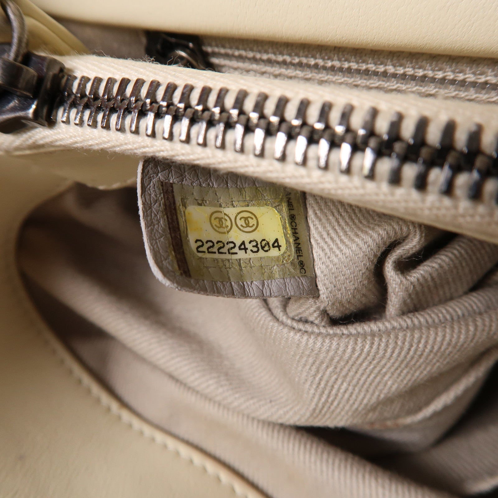 CHANEL 菱格牛皮皮革Chain Shoulder Bag銀扣手挽肩背兩用袋白色