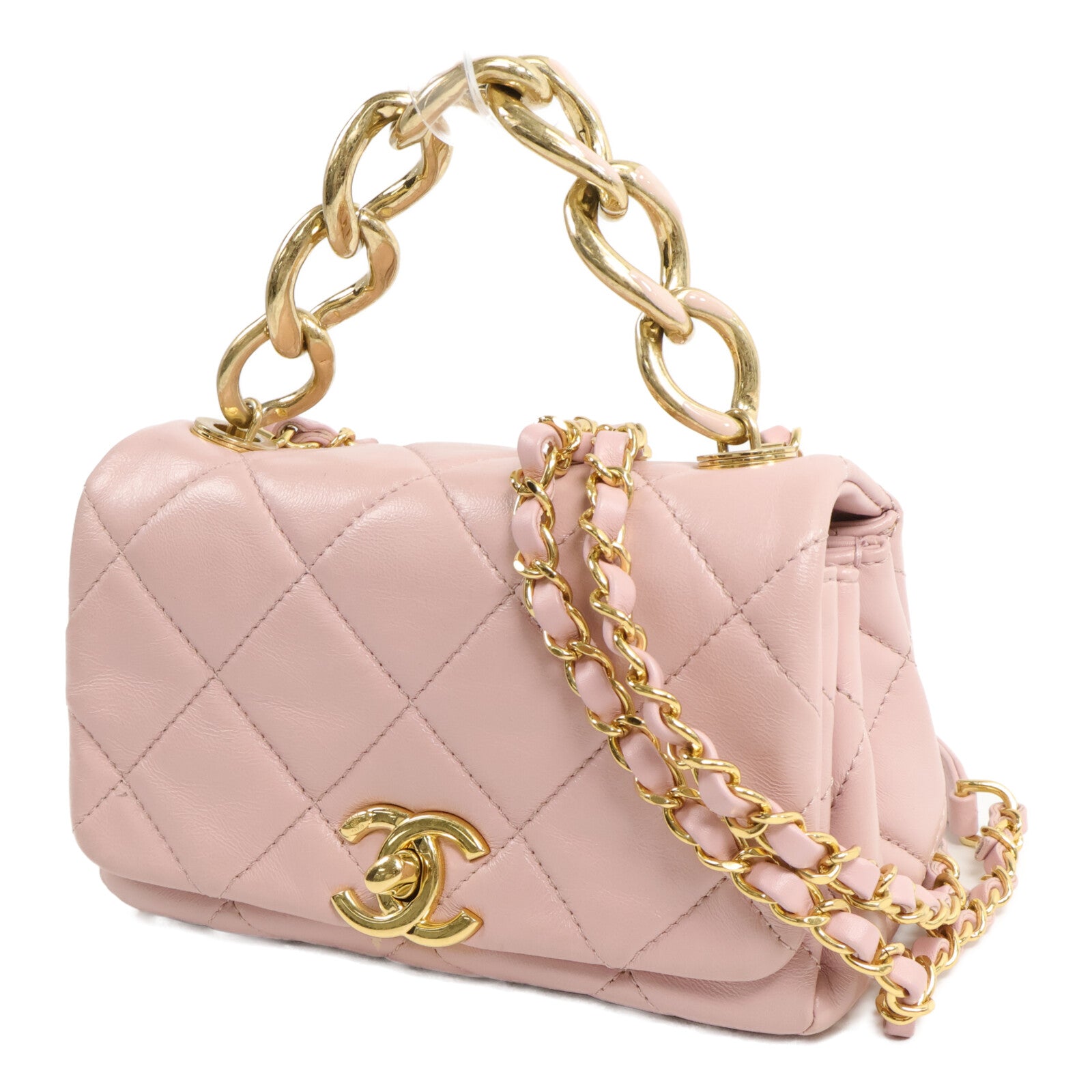 CHANEL 羊皮皮革Seasonal Flap鏈條手挽肩背兩用袋