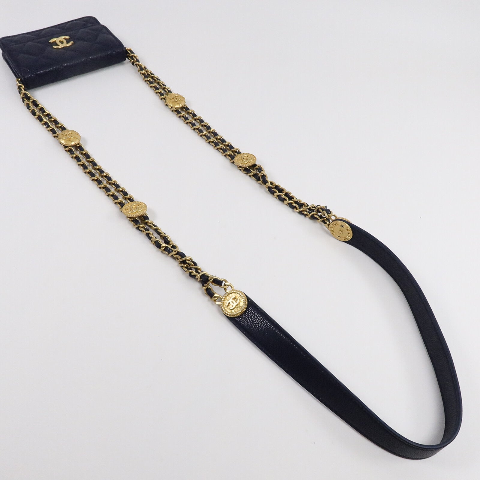 CHANEL 牛皮皮革Card Holder Chain鏈帶肩背袋