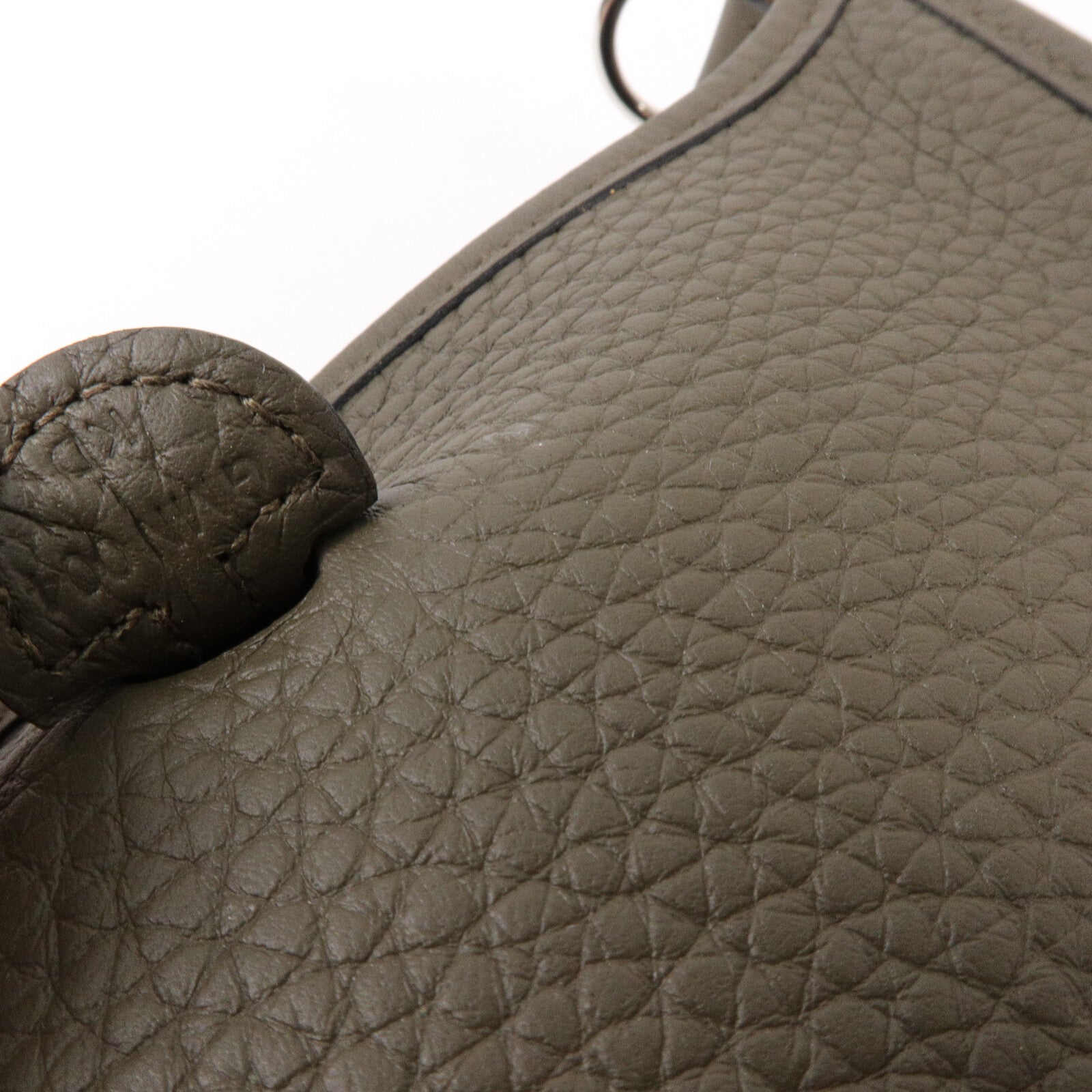 HERMES Clemence皮革Mini Evelyne肩背袋Vert Laden
