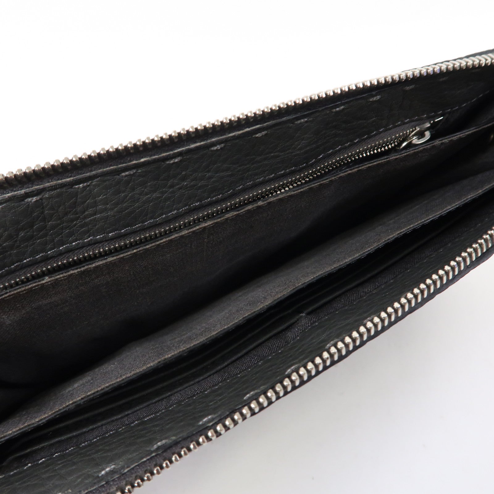FENDI 皮革Pouch Wallet銀扣手拿包灰色