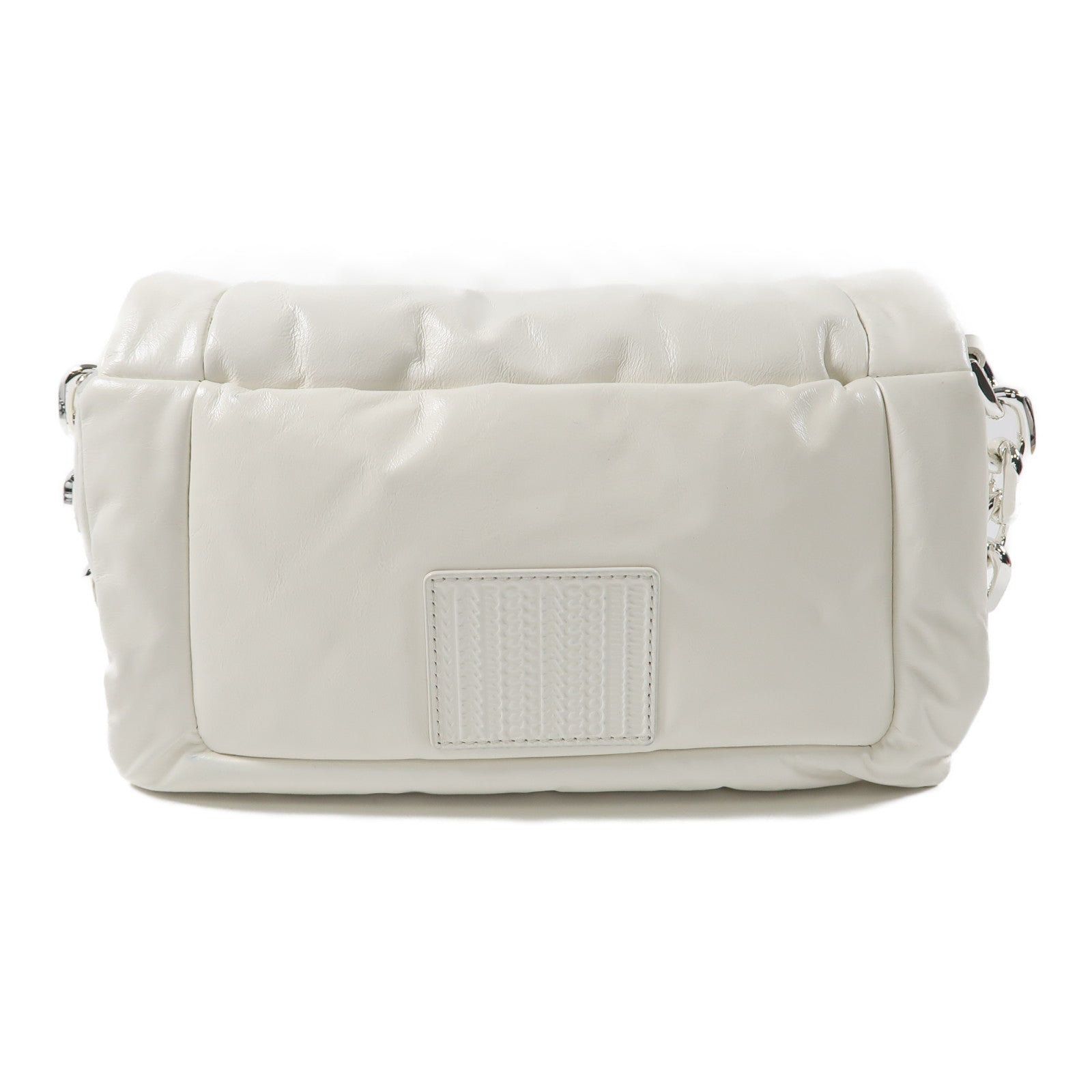 MARC JACOBS 皮革The Barcode Pillow Bag銀扣鏈帶肩背袋白色