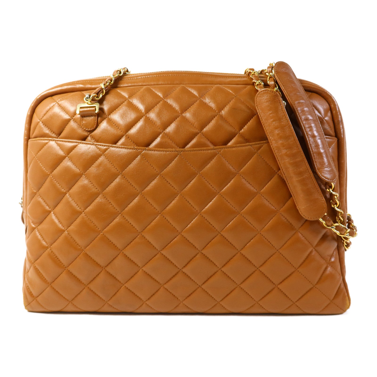 CHANEL 牛皮皮革Vintage Chain Shoulder金扣鏈帶肩背袋