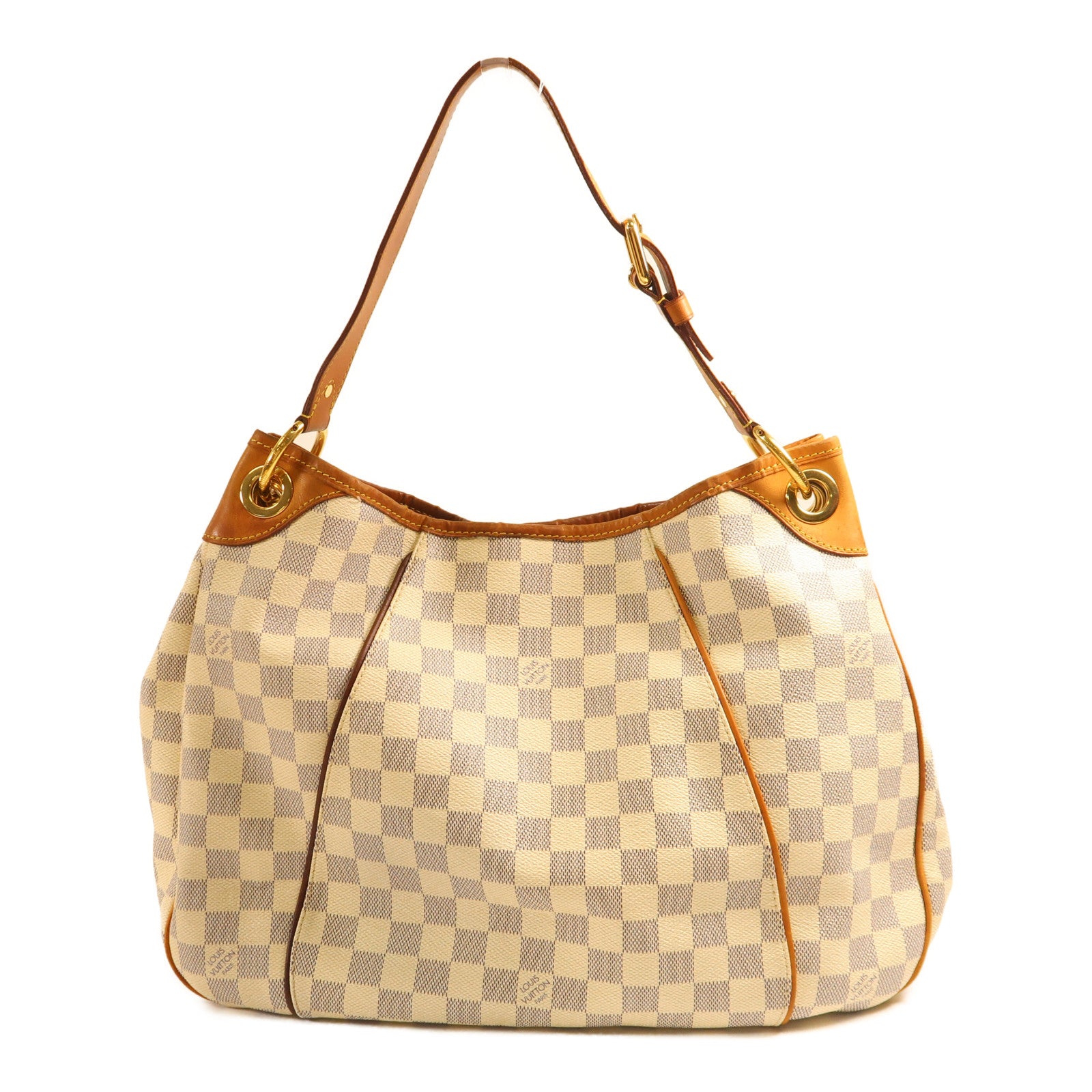 LOUIS VUITTON Damier Azur Galliera PM金扣肩背袋白色