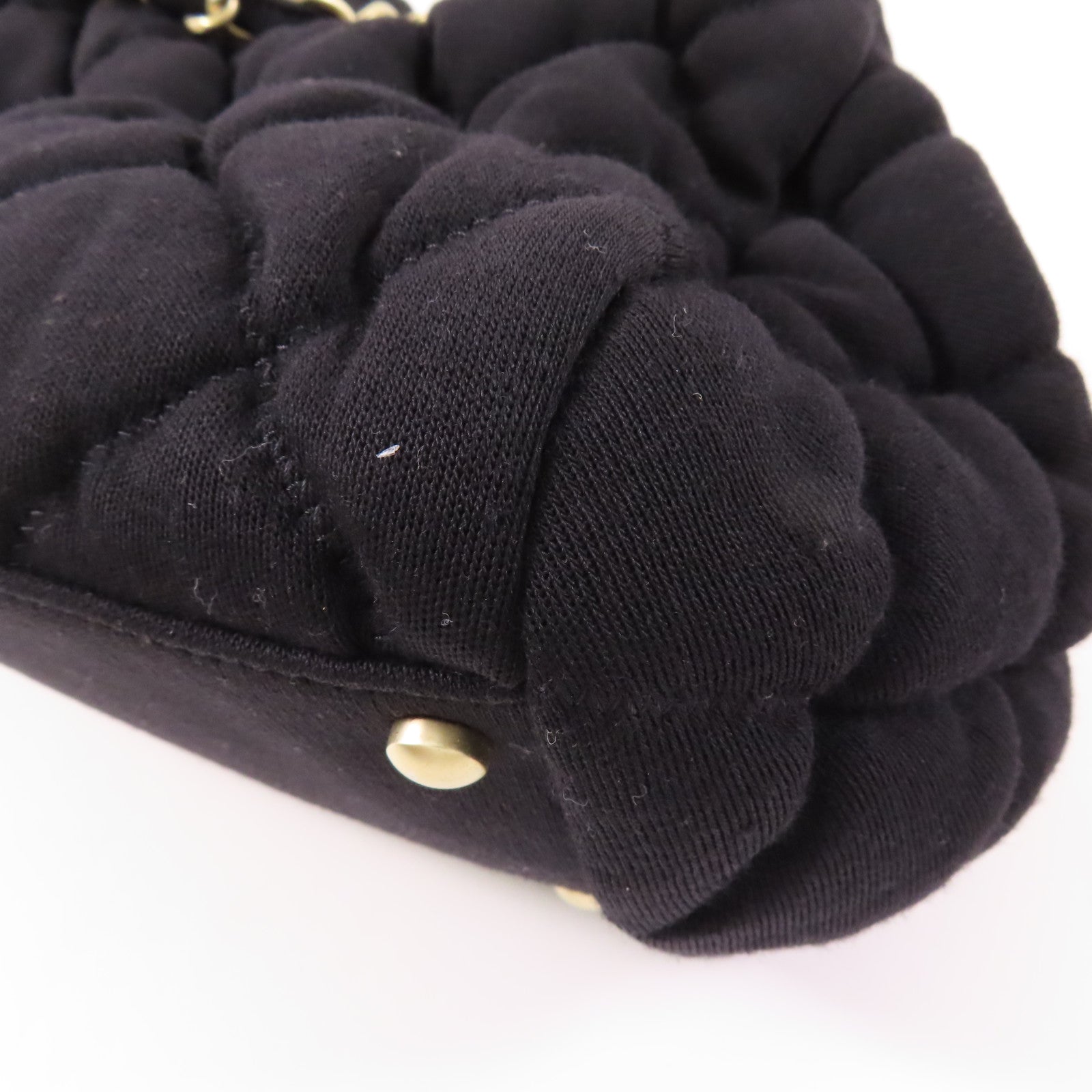 CHANEL 布料Bubble Bowler Bag銀扣鏈帶肩背袋