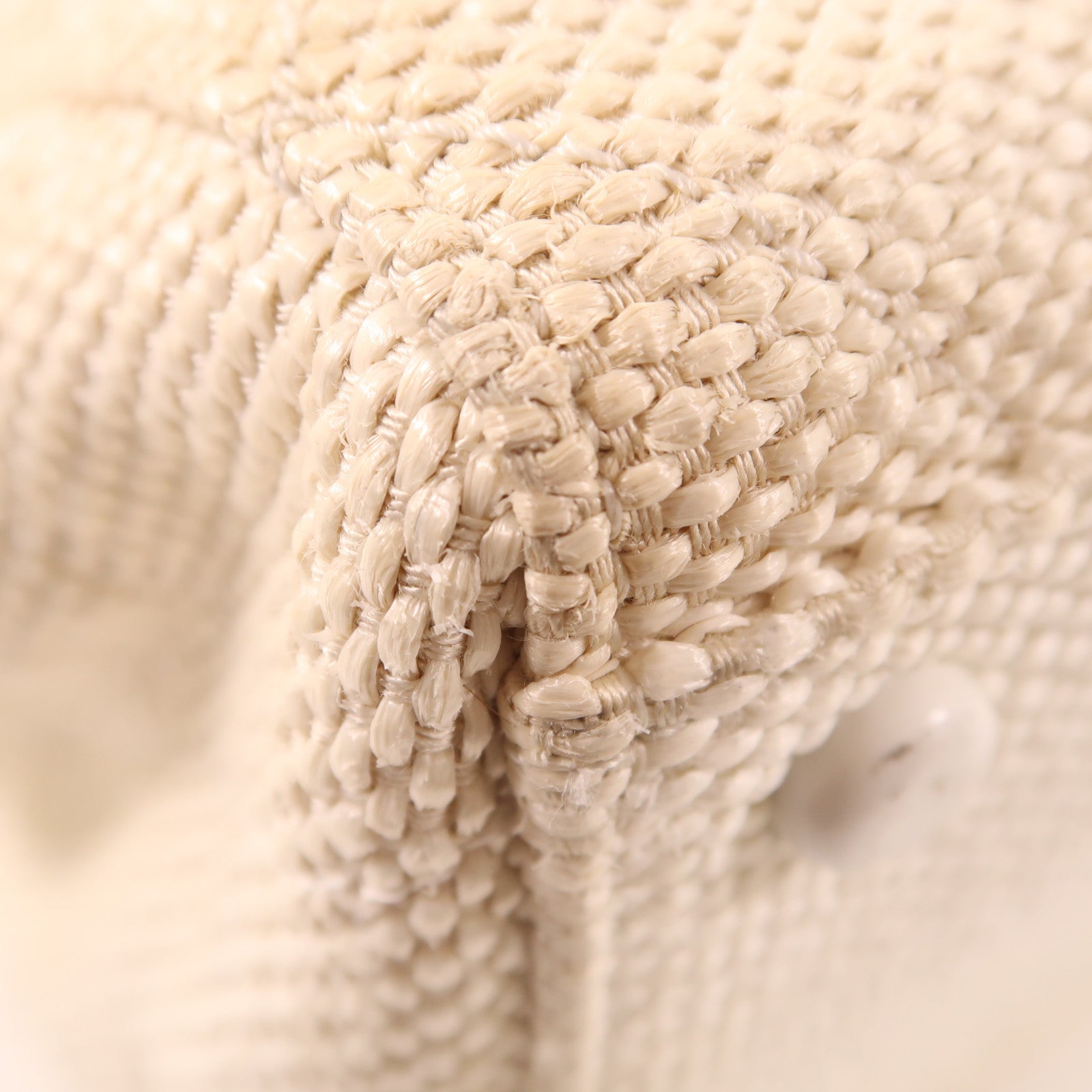 CHANEL CC Shoulder Bag Raffia White