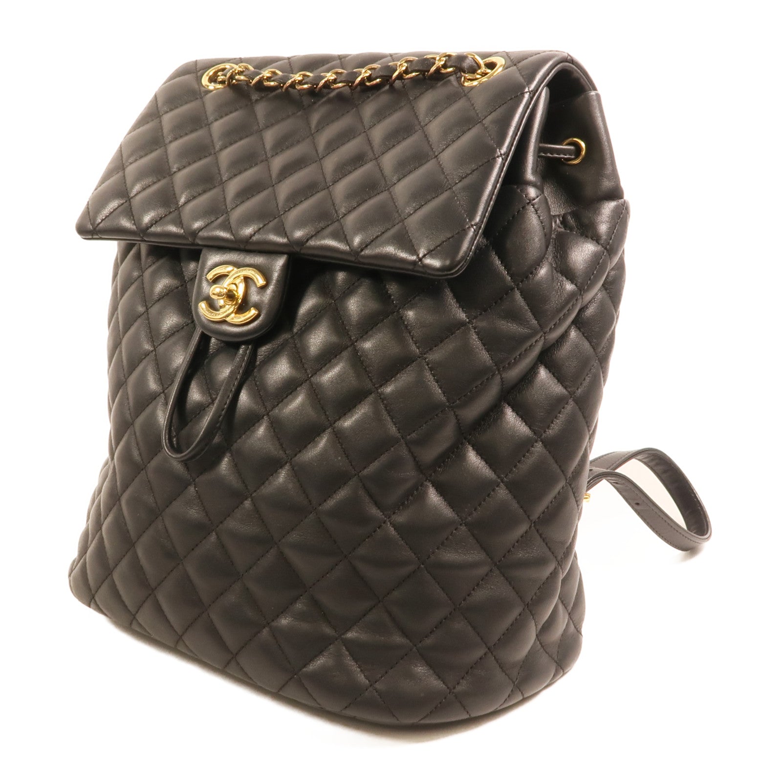 CHANEL 羊皮皮革Backpack金扣背包