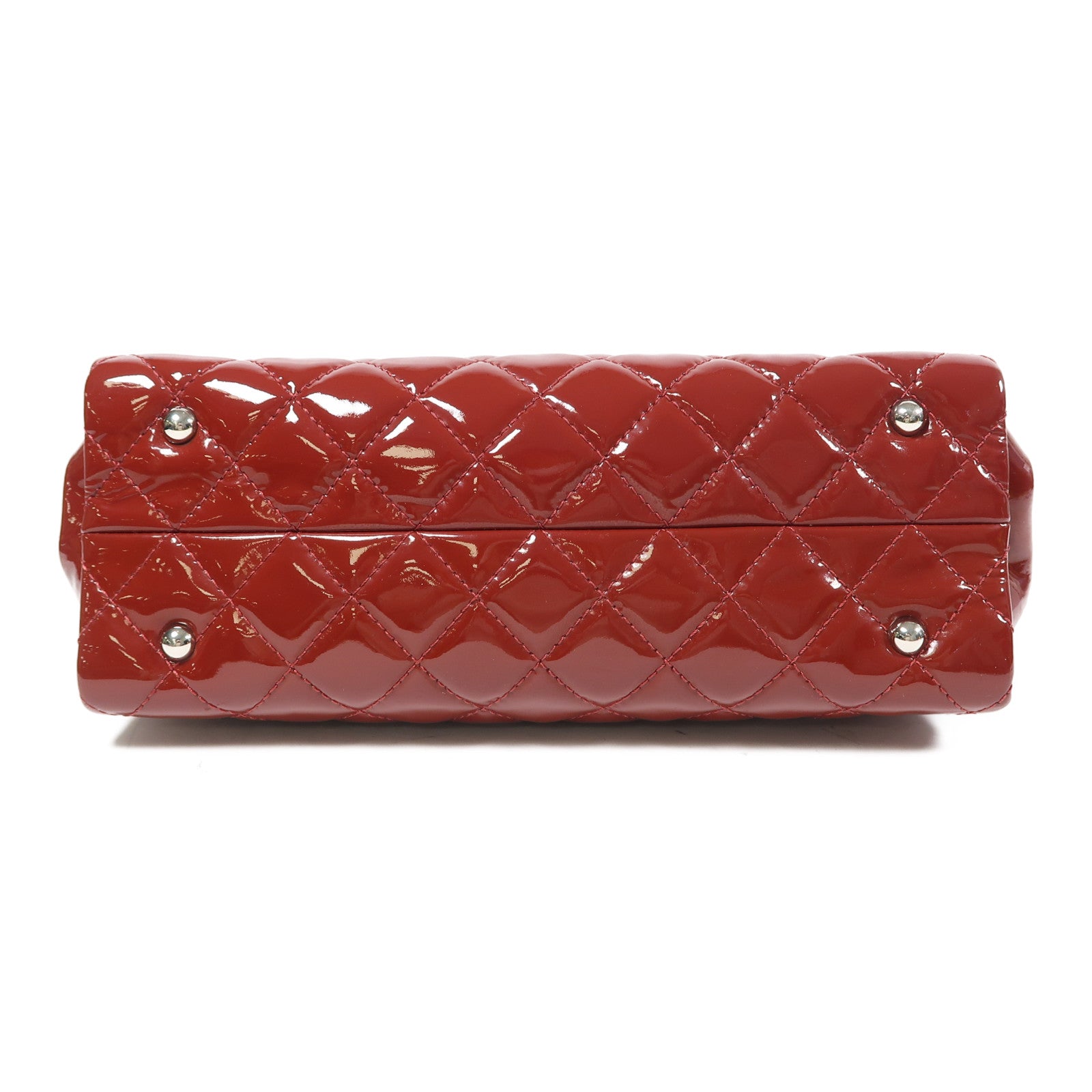 CHANEL 【激減優惠】菱格漆皮皮革Shoulder Bag銀扣鏈帶肩背袋紅色