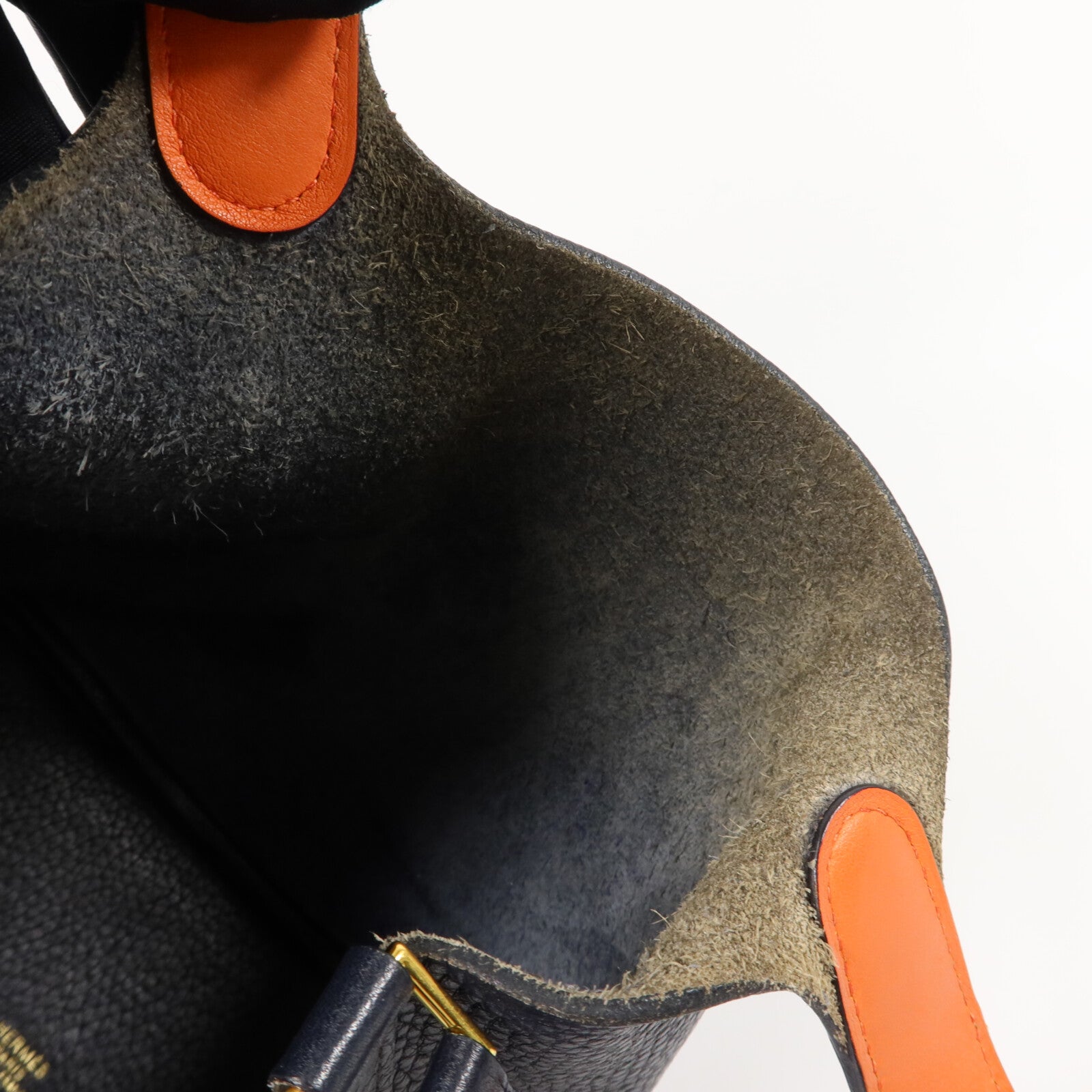 HERMES Clemence/Swift皮革Picotin PM手挽袋Bleu Indigo/Orange