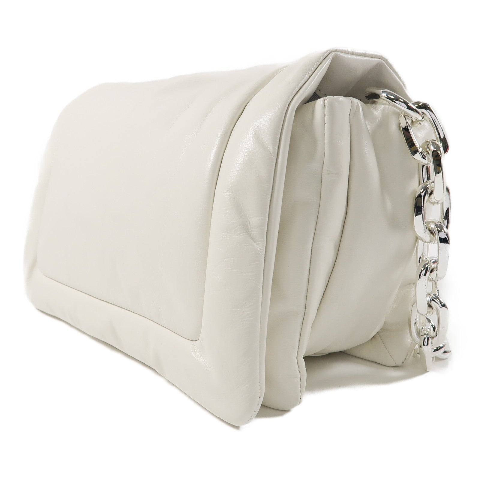 MARC JACOBS 皮革The Barcode Pillow Bag銀扣鏈帶肩背袋白色
