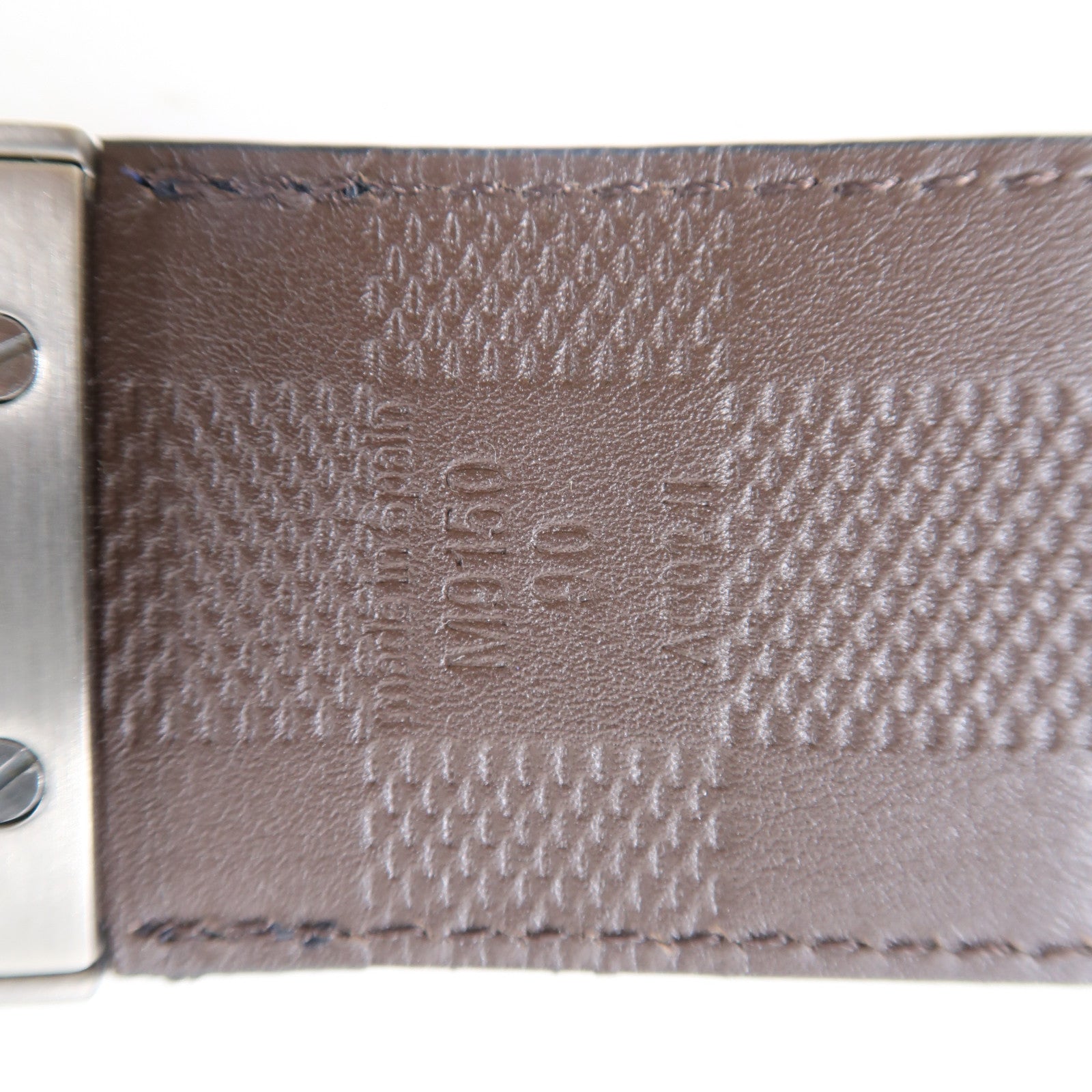LOUIS VUITTON Damier Infini Damier Print Reversible銀扣皮帶黑色