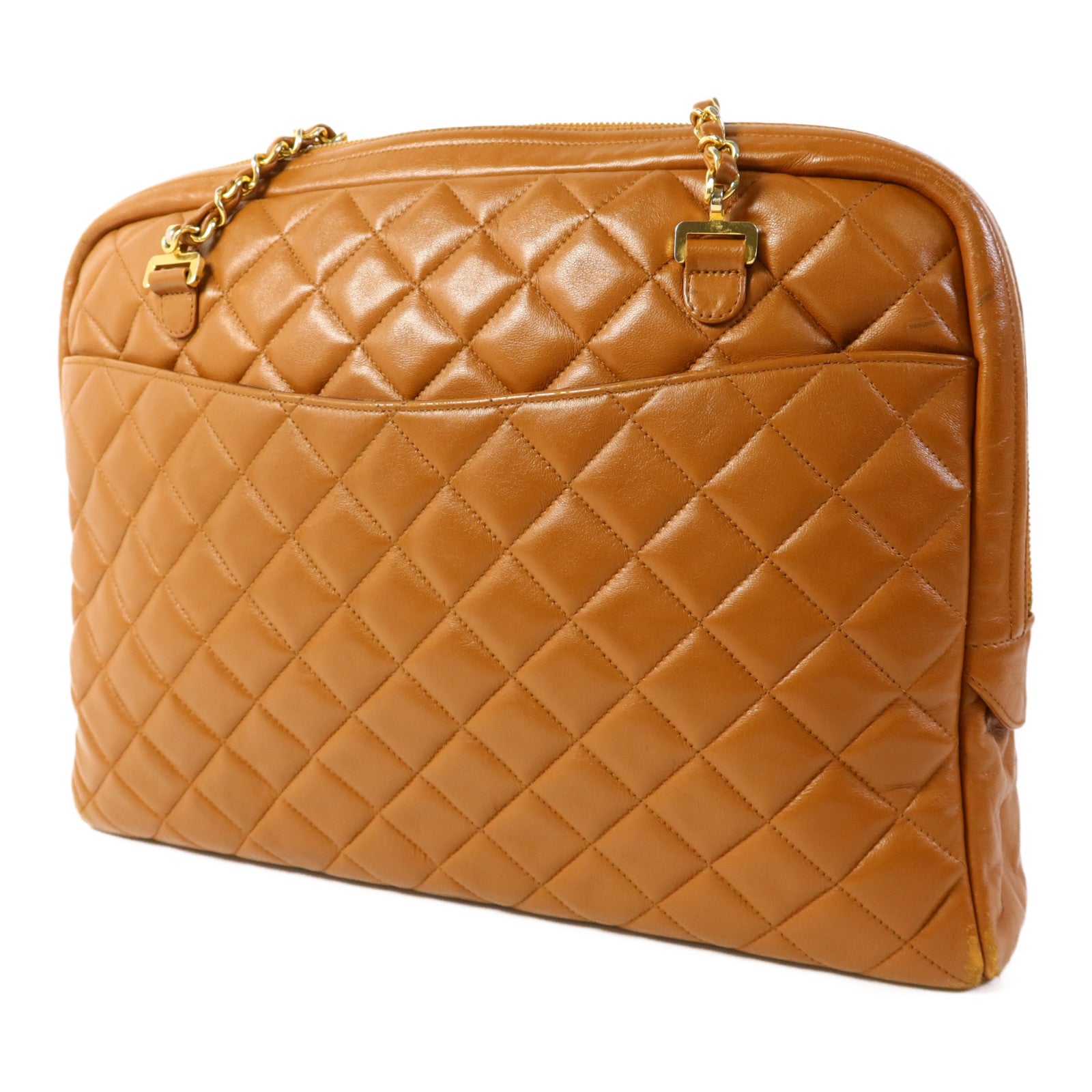 CHANEL 牛皮皮革Vintage Chain Shoulder金扣鏈帶肩背袋