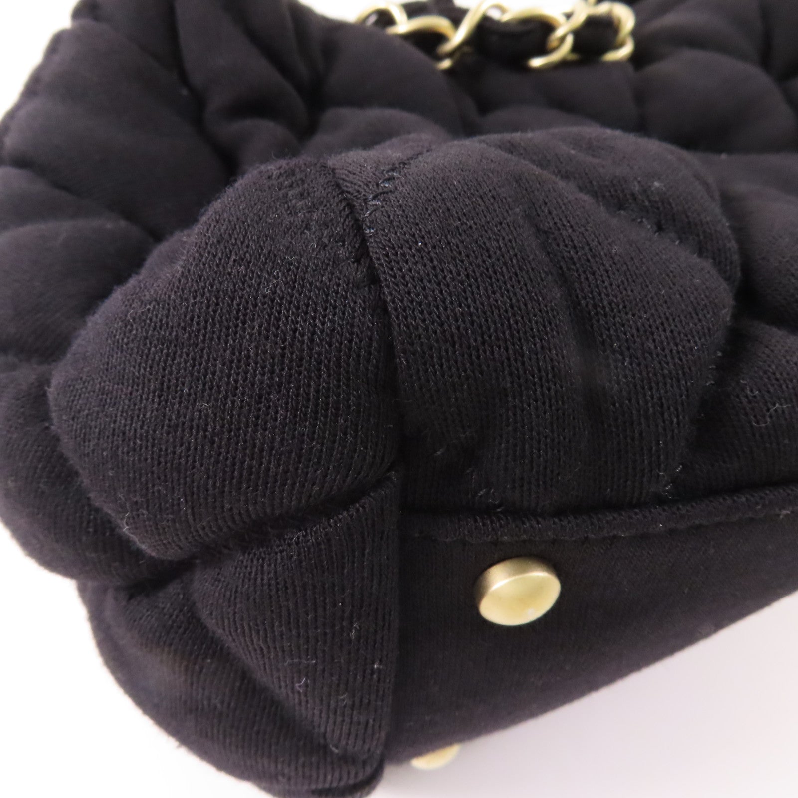 CHANEL 布料Bubble Bowler Bag銀扣鏈帶肩背袋