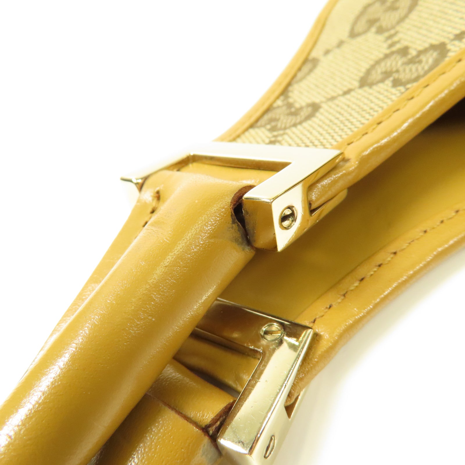 GUCCI 帆布/皮革Shoulder Bag金扣肩背袋