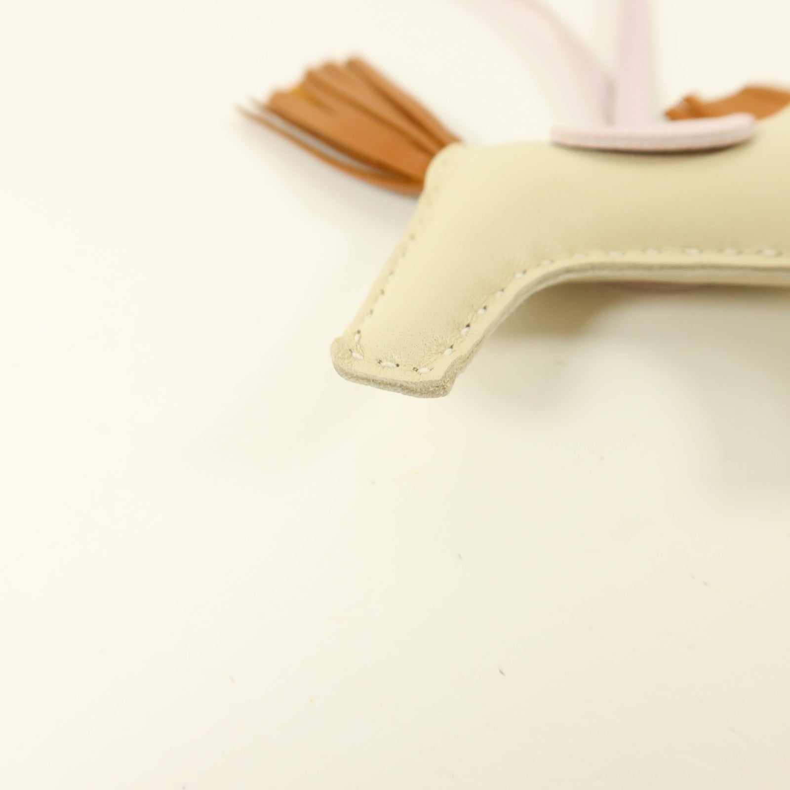 HERMES Milo皮革Rodeo PM掛飾Craie/Mauve Pale/Gold